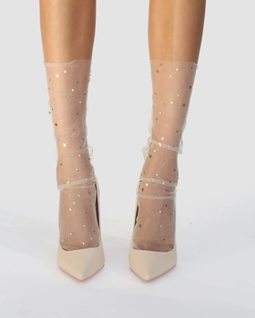 Starry Sky Tulle Socks - Nude/Gold High Heels Gelb