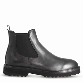 Tanned Chelsea Boots Stivaletti Chelsea da uomo in vera pelle  liscia colore nero con suola carrarmato