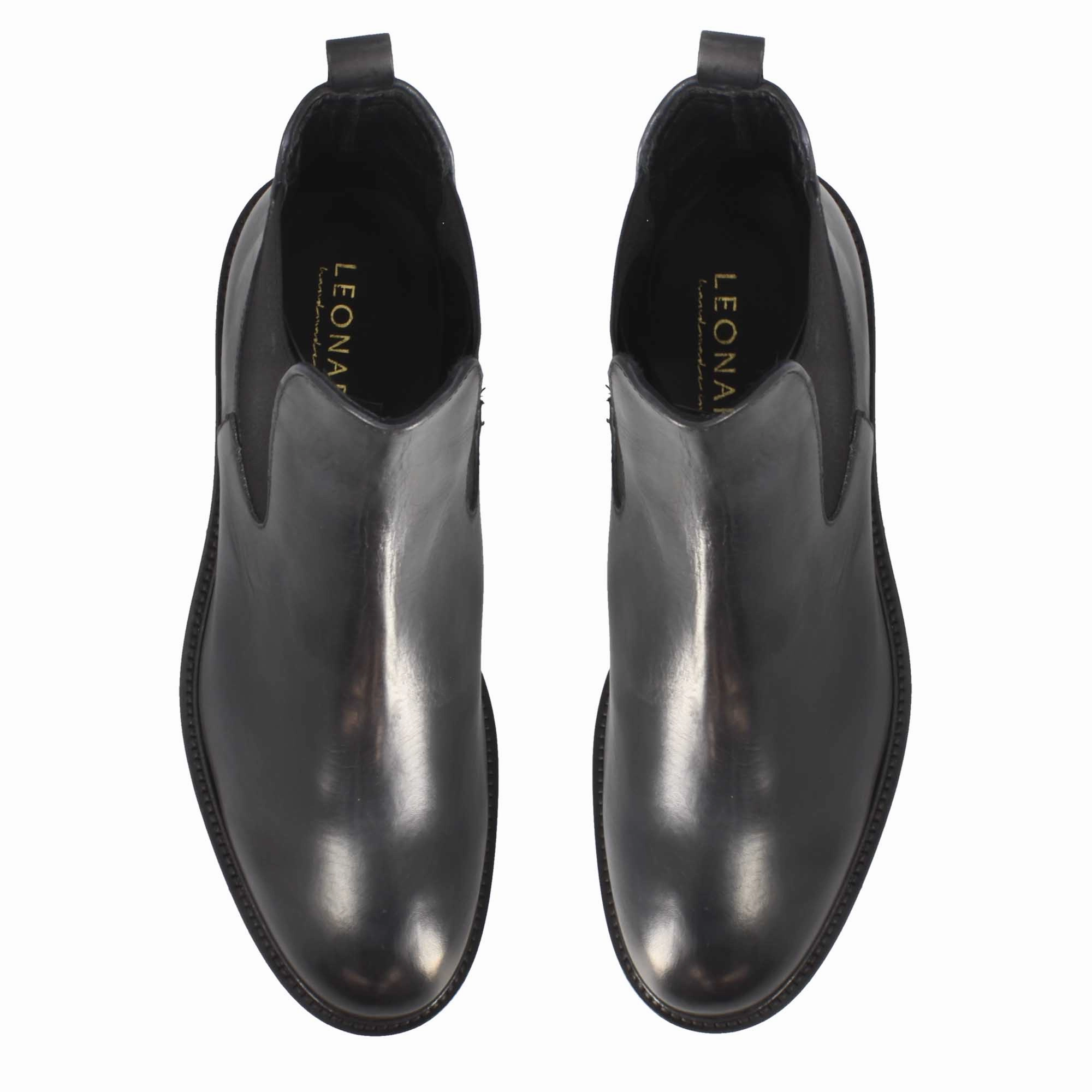 Business Chelsea Boots Stivaletti Chelsea da uomo in vera pelle  liscia colore nero con suola carrarmato