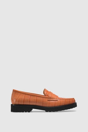 Loafer 1336 Cocco Stampato Arancio Loafers Pointed Toe