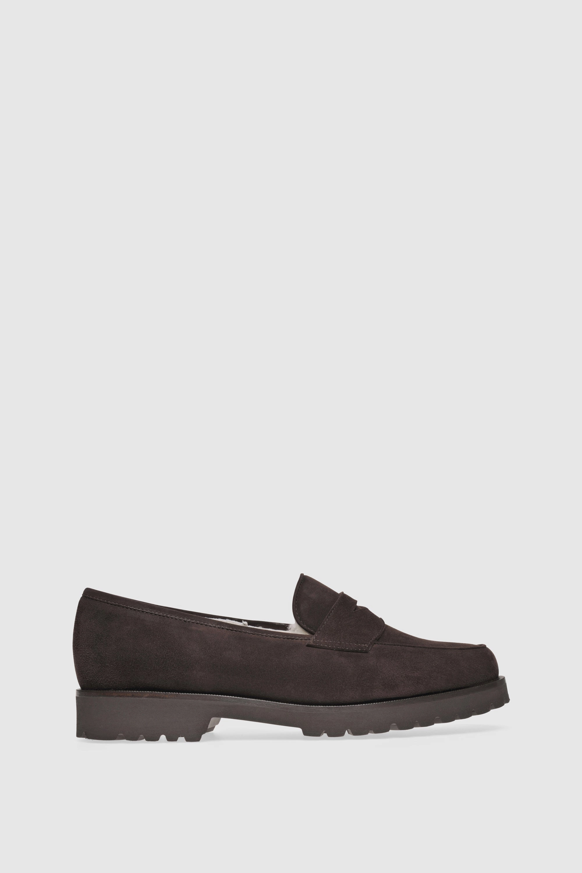 Loafer 1471 Velour Chocolate Shearling Latte Tan Penny Loafers