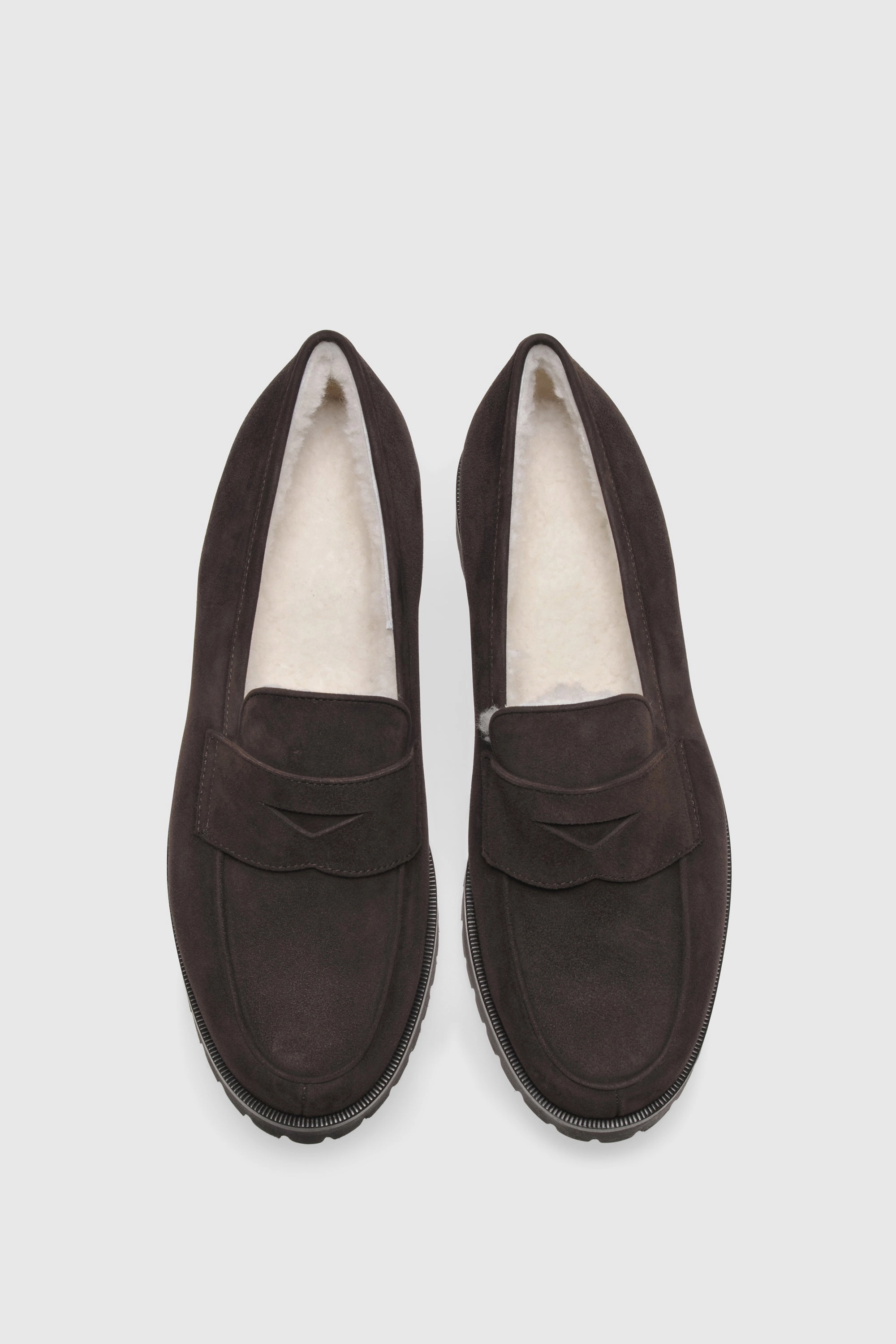 Loafer 1471 Velour Chocolate Shearling Latte Pointed Monolith Loafers
