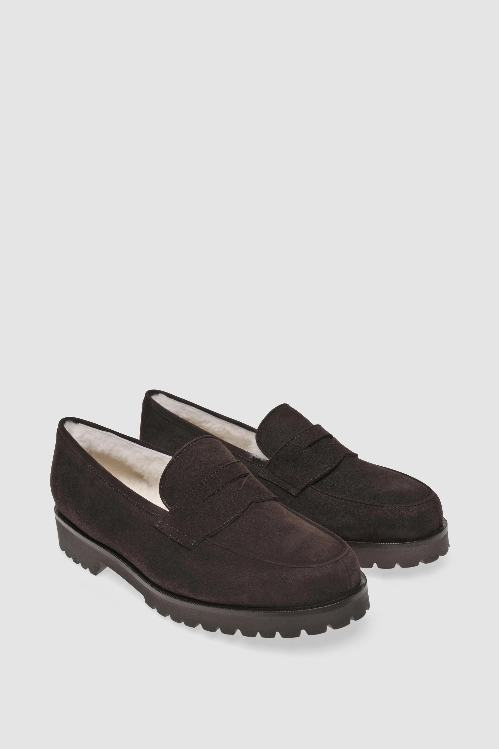 Officine Generale Loafers Loafer 1471 Velour Chocolate Shearling Latte