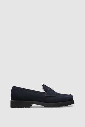 Loafer 1471 Velour Navy Shearling Latte Black Woven Loafers