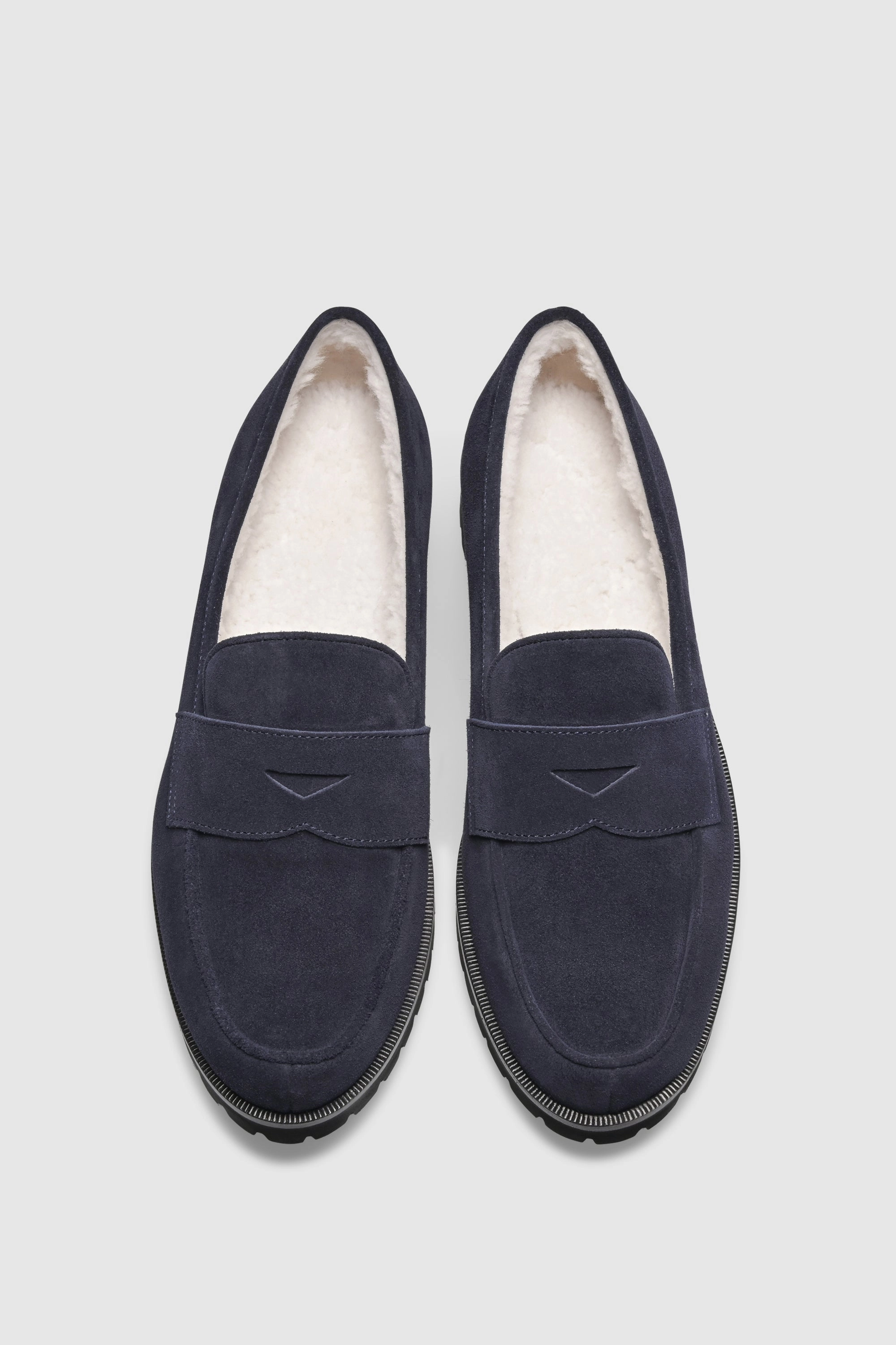 Ecco Metropole London Loafers Loafer 1471 Velour Navy Shearling Latte
