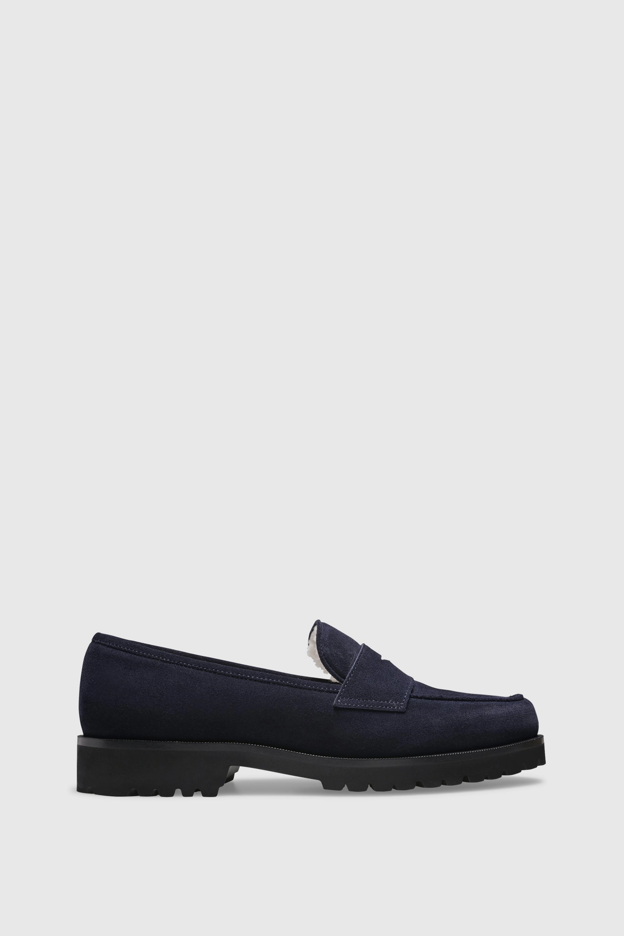 Jo Mercer Loafers Loafer 1471 Velour Navy Shearling Latte