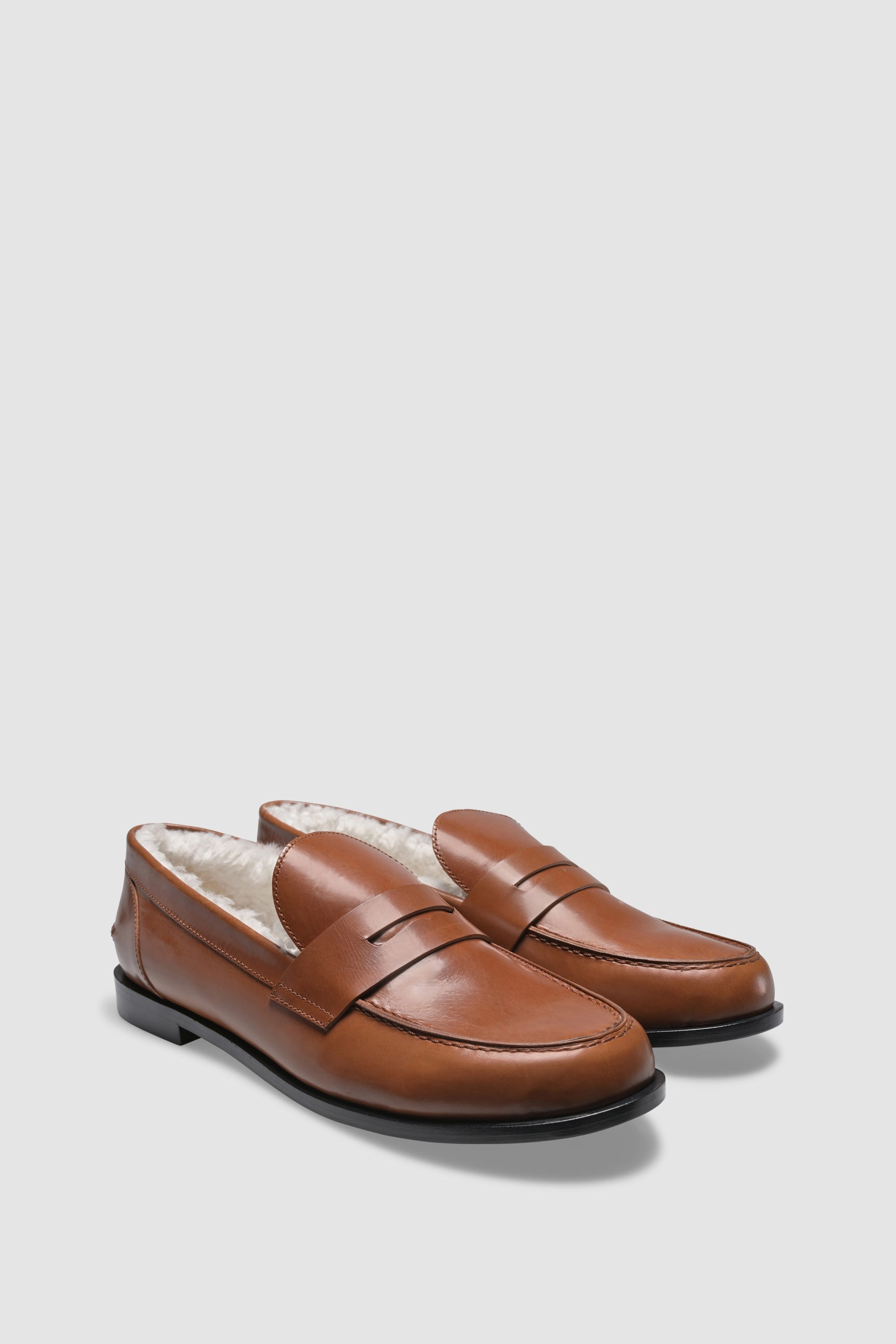 Loafer 9464 Vitello Shearling Brushed Brown Beige Loafers Jeans Outfit