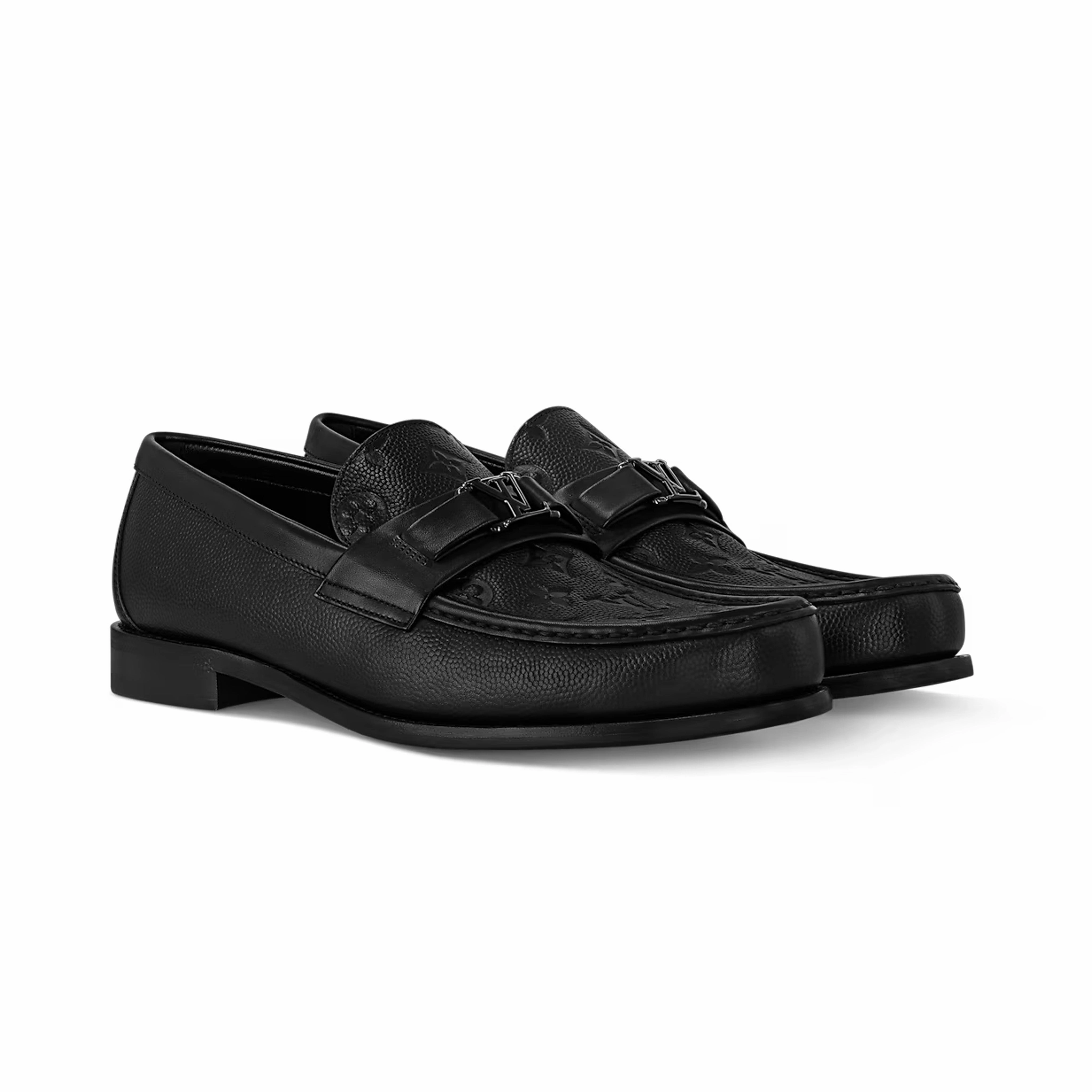 Loafers Tie LV Major Loafer Monogram-Embossed Grained Calf Leather