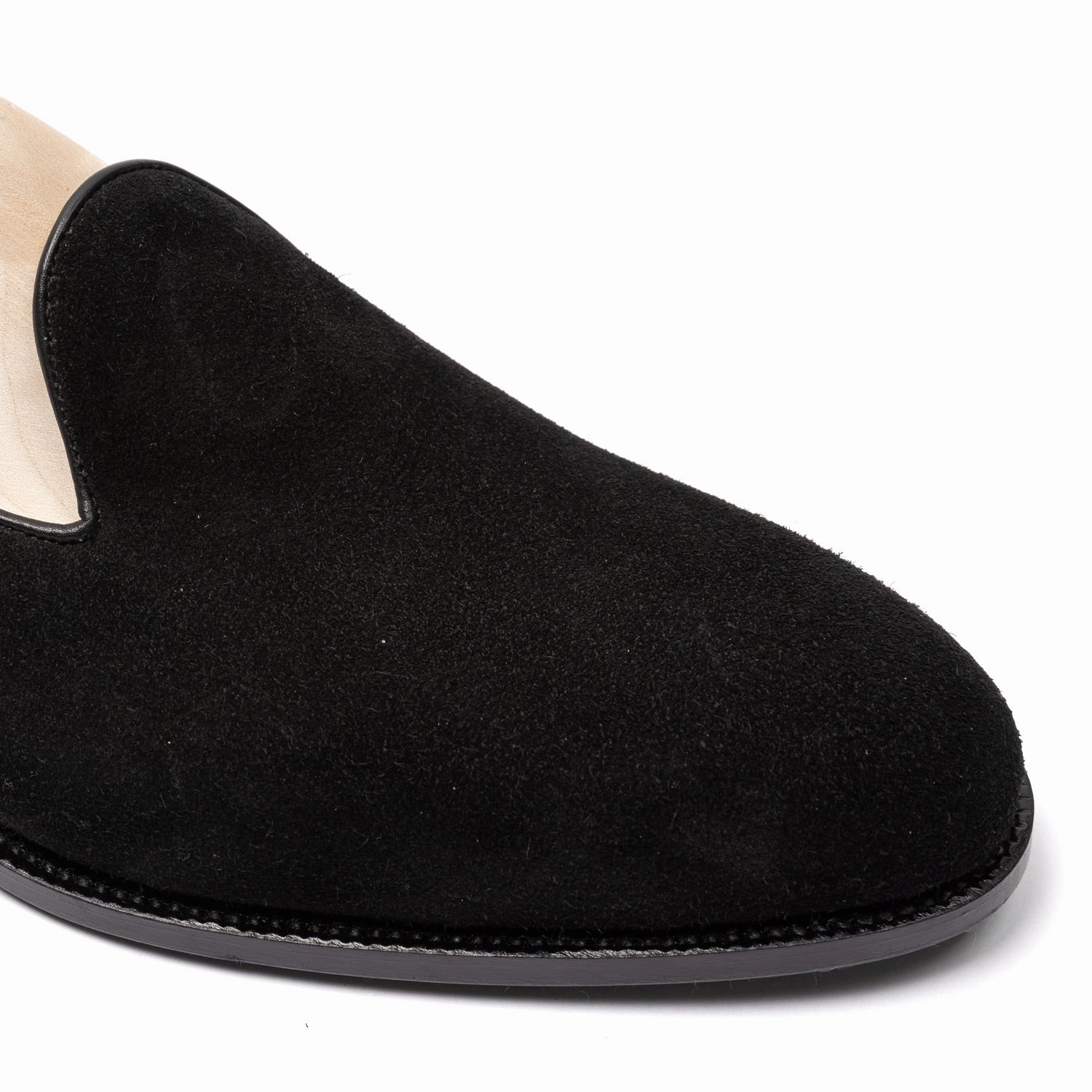 Loafer "Plain Slip" aus schwarzem Rauhleder - reine Handarbeit Hohe Loafers