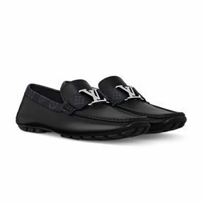 Monte Carlo Moccasins Calf Leather And Monogram Canvas Out Line Loafers Wide Toe Box