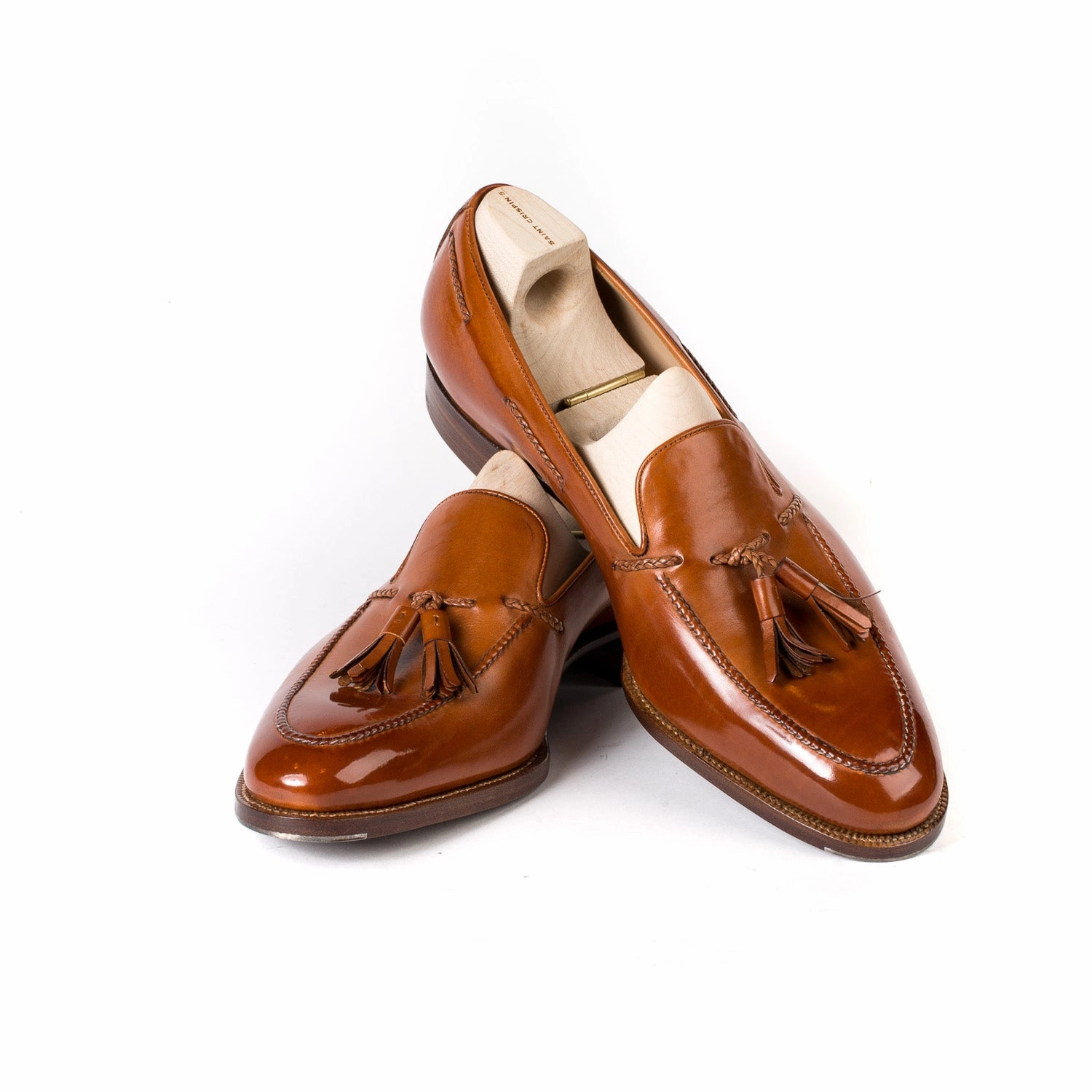 Loafer "Classic-Tassel" aus cognacbraunem Kalbsleder - reine Handarbeit Giorgio Armani