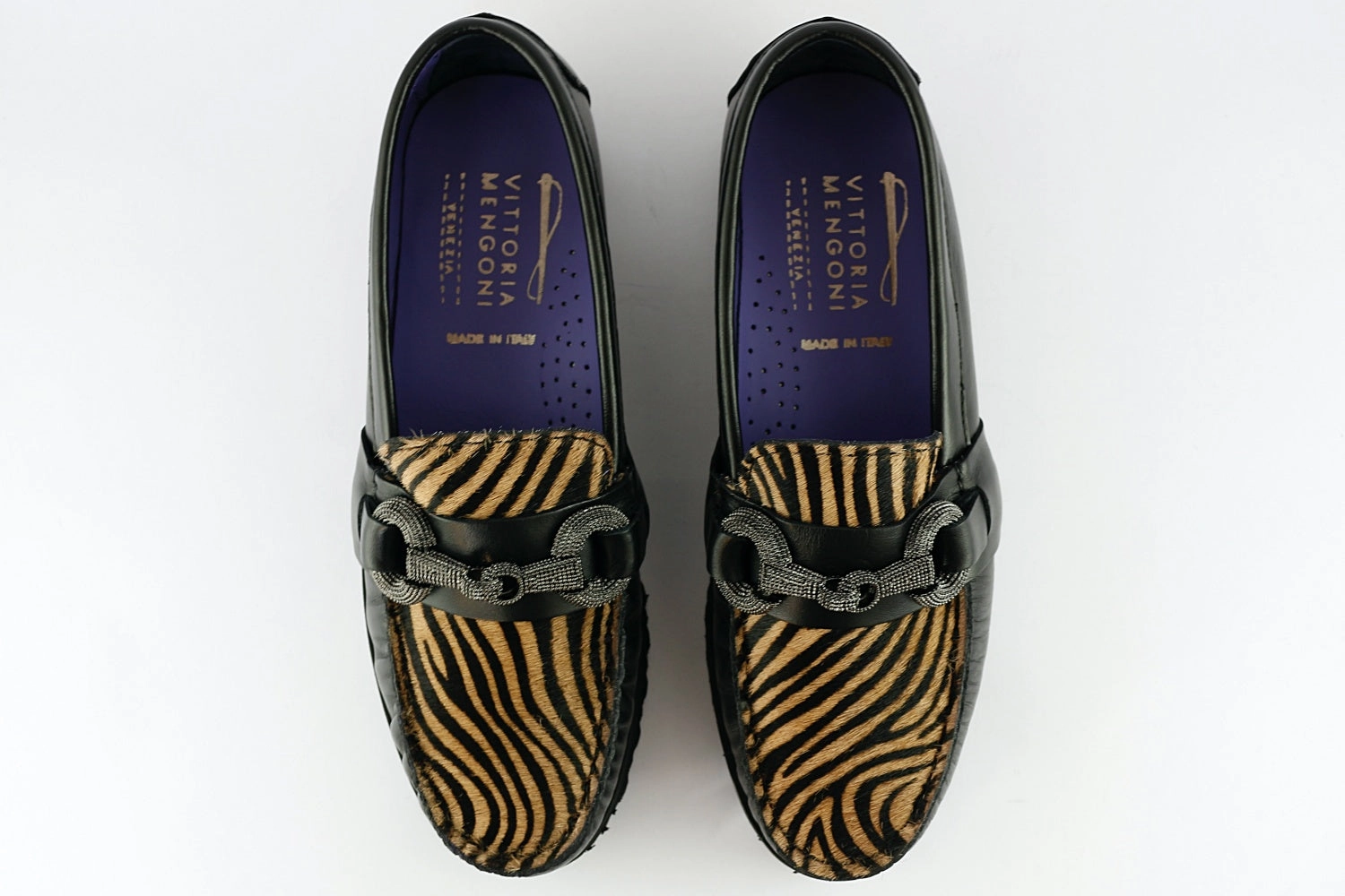 White Sole Loafers 'Sira' in Zebra