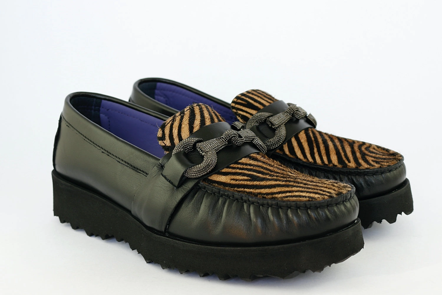 'Sira' in Zebra String Loafers