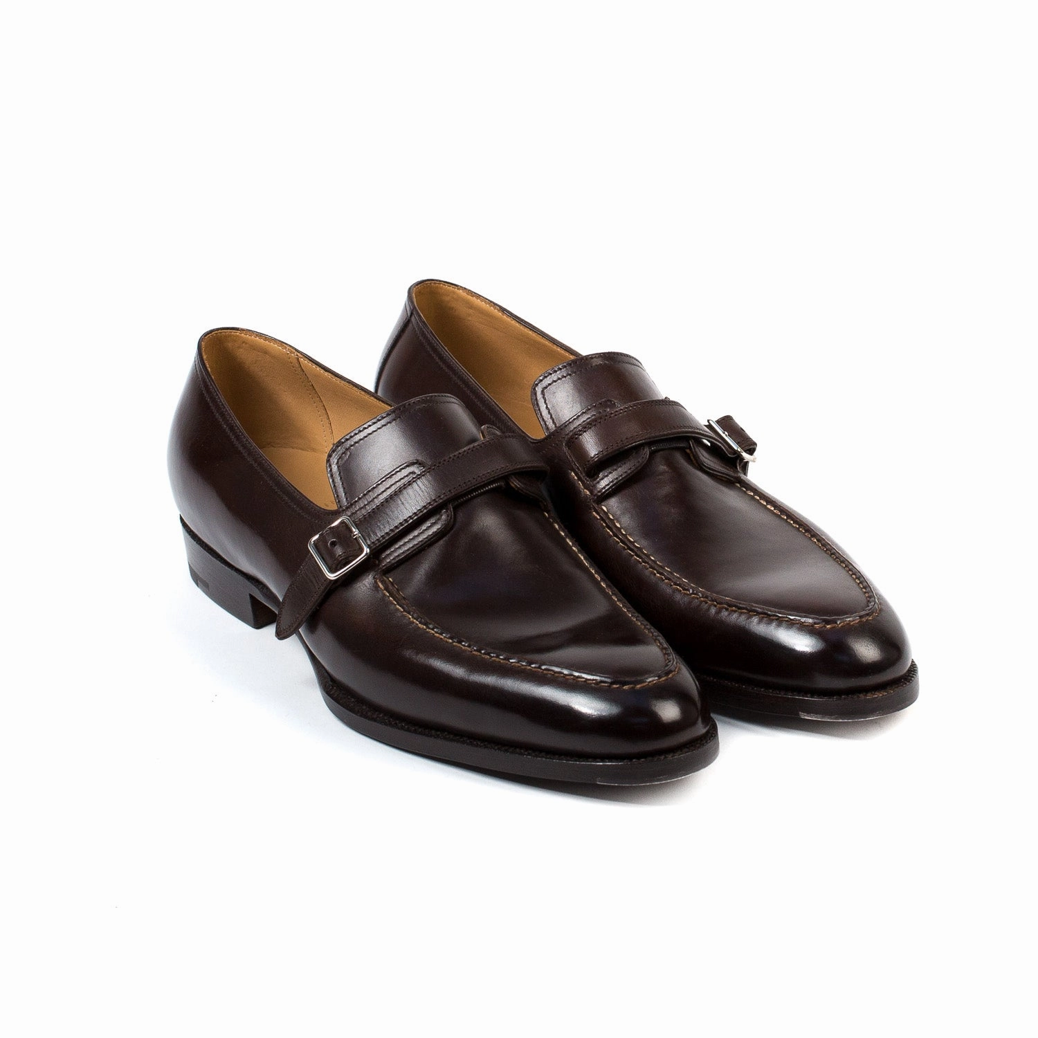 Cognac Penny Loafers Loafer "Dress-Buckle" aus dunkelbraunem Kalbsleder - reine Handarbeit