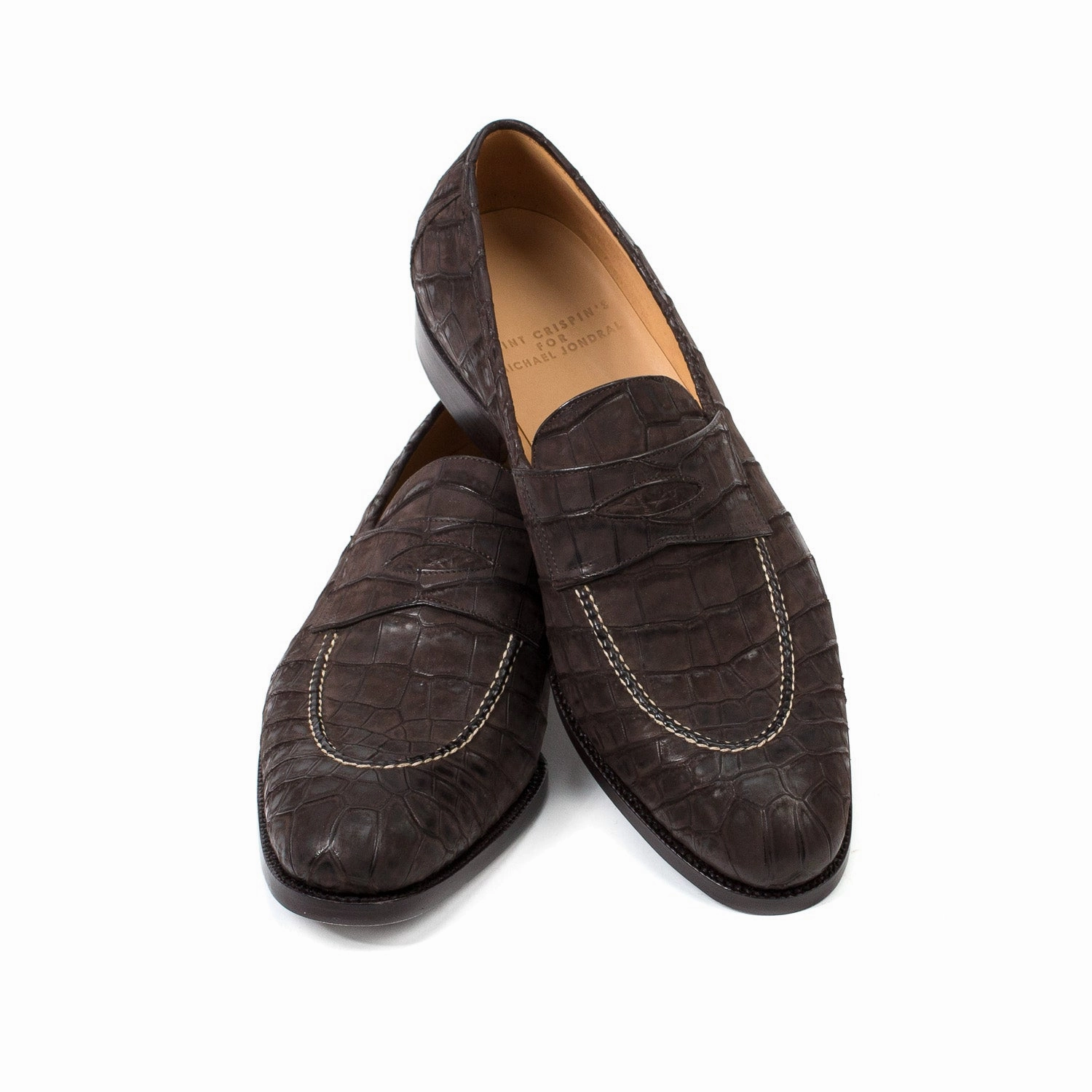 Loafer "Dress Penny" aus dunkelbraunem Croc-Suede - reine Handarbeit Bellucci Loafers