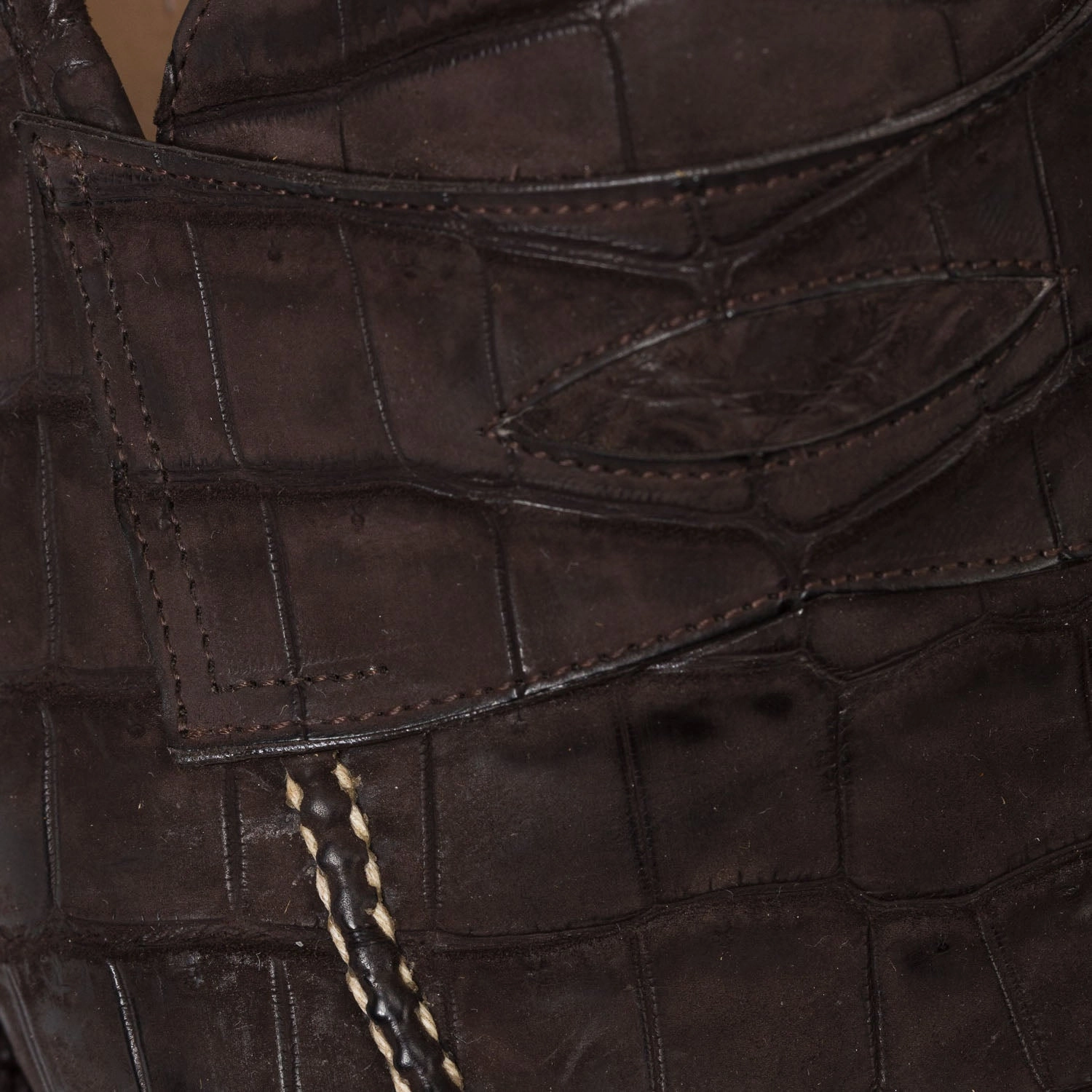 Loafer "Dress Penny" aus dunkelbraunem Croc-Suede - reine Handarbeit Patent