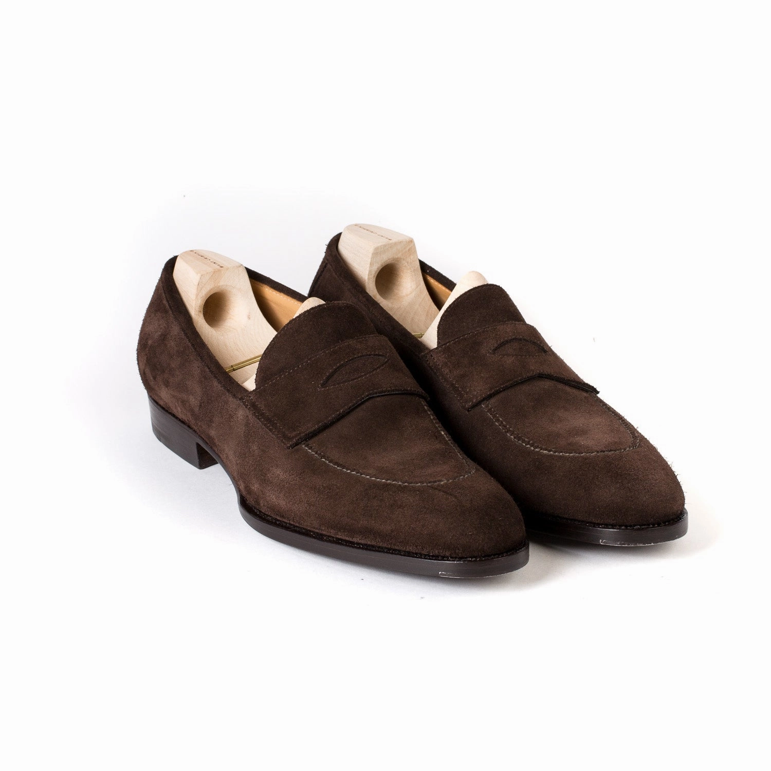 Loafer "Dress Penny" aus dunkelbraunem Rauhleder - reine Handarbeit Vegan Leather Loafers