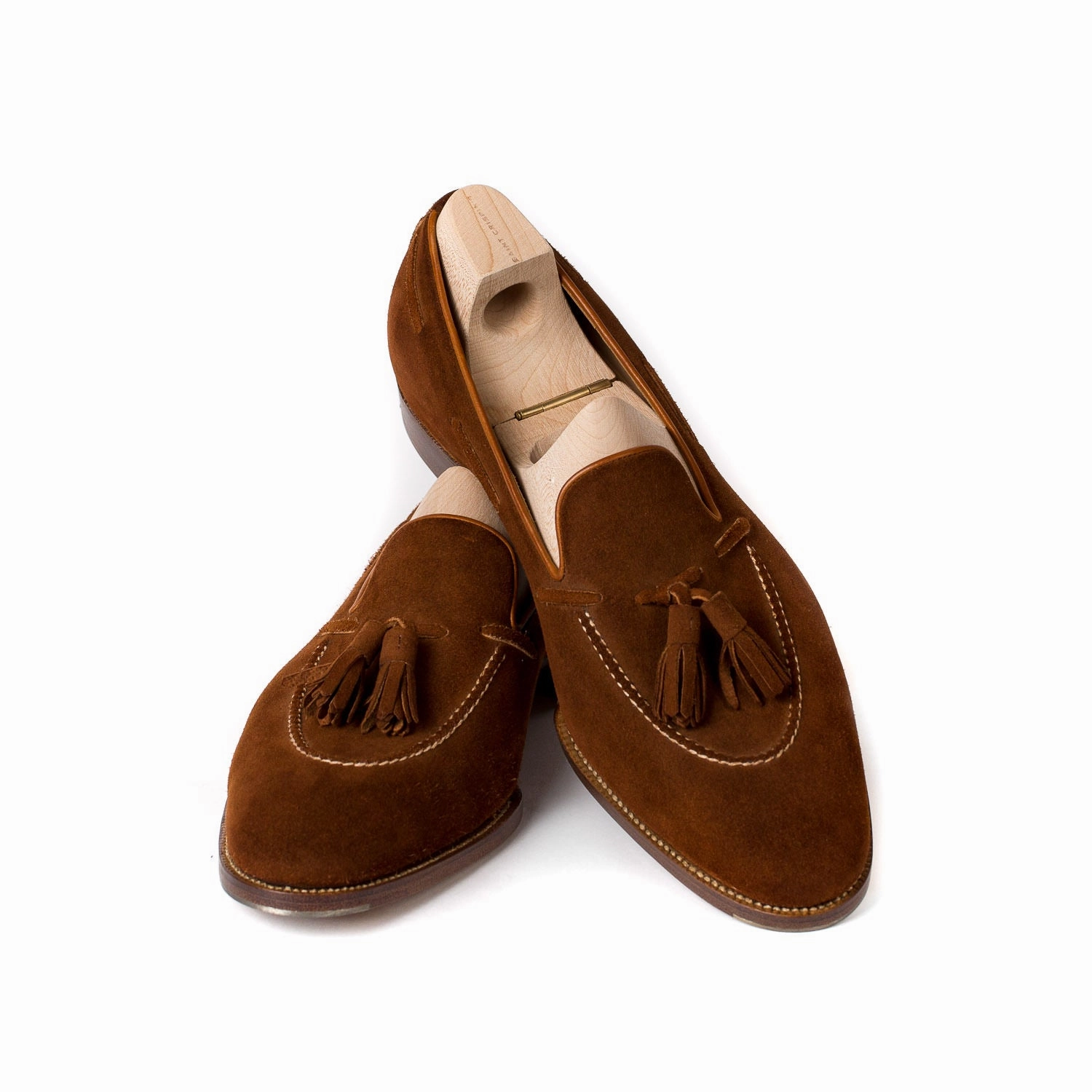 Loafer "Short Vamp Tassel" aus cognacbraunem Rauhleder - reine Handarbeit Hardi Loafers
