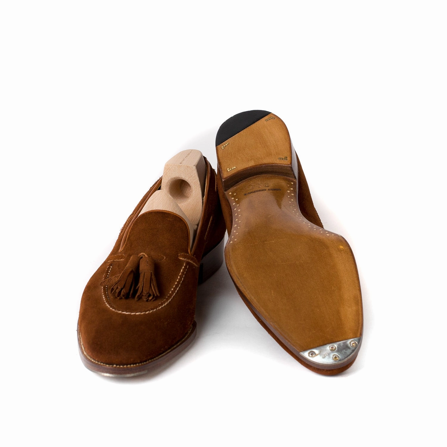 Best Classic Loafers Loafer "Short Vamp Tassel" aus cognacbraunem Rauhleder - reine Handarbeit