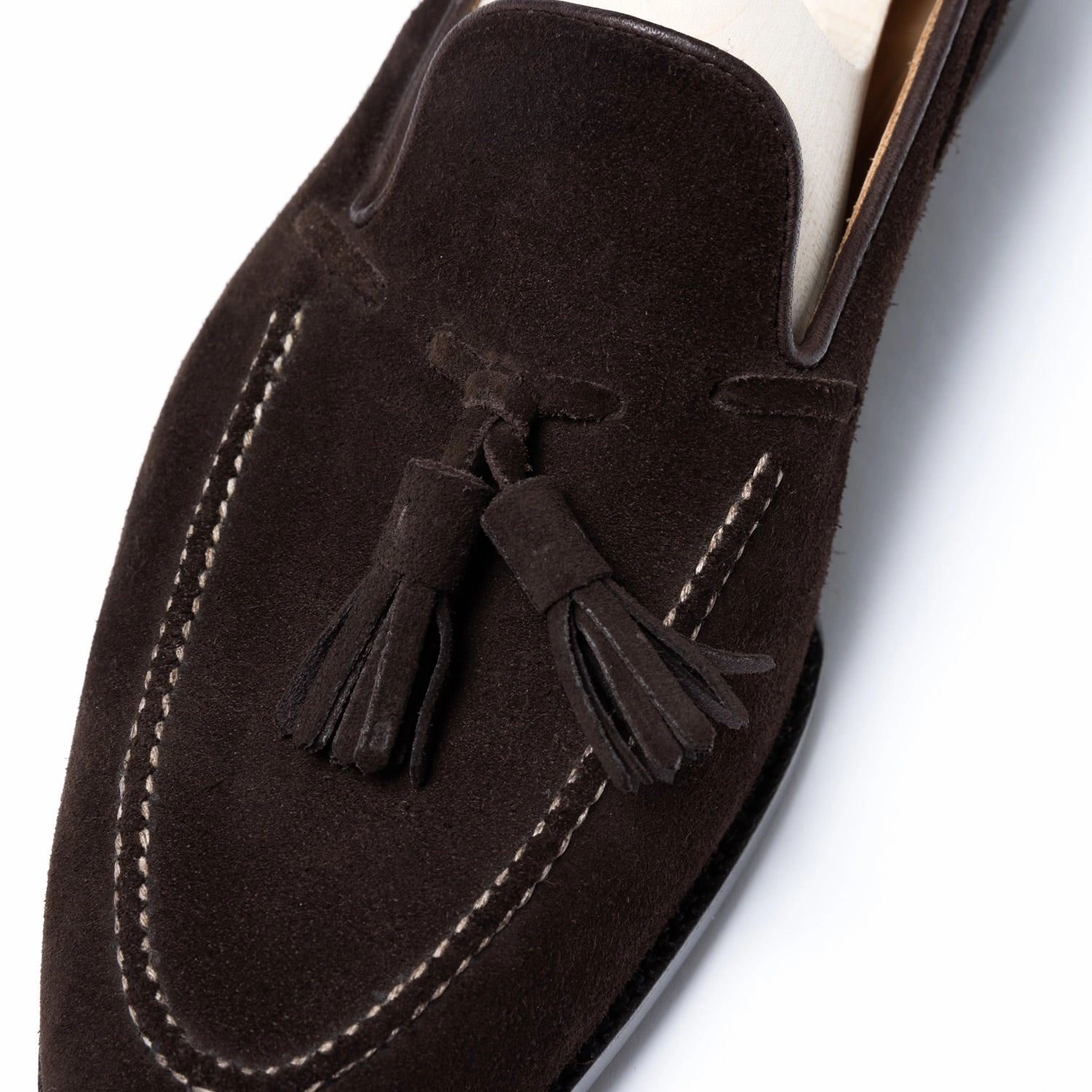 Loafer "Split Toe Tassel" aus dunkelbraunem Rauhleder - reine Handarbeit Height Loafers