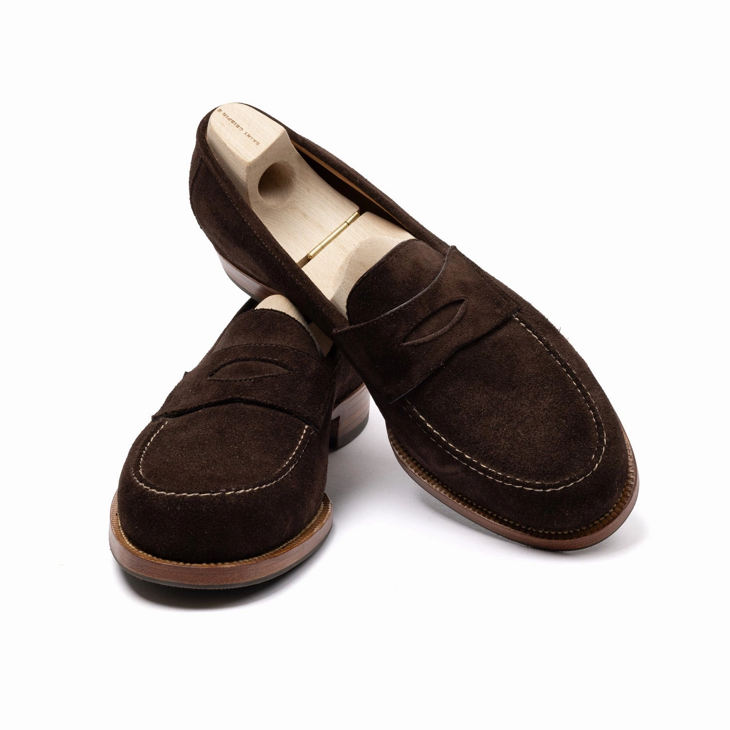Orianna Edge Loafers Loafer "American Casual Penny" aus dunkelbraunem Rauhleder - reine Handarbeit