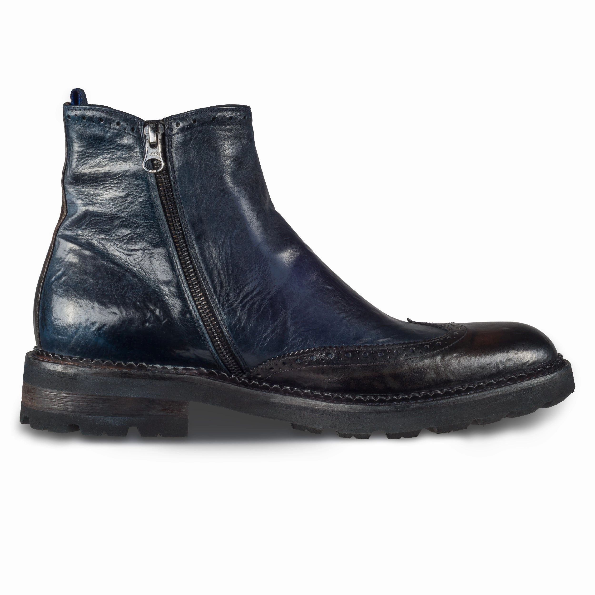 Difference Between Men And Women Chelsea Boots LORENZI Chelsea-Boots Herren mit Reiverschlu, blau/braun  Budapester, Kalbsleder vintage, handgefertigt