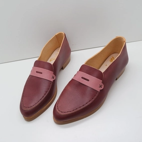 Audrey Loafers THE PENNY. BB CLARET W CIPRIA MASK AND BROWN THREAD. 2CM