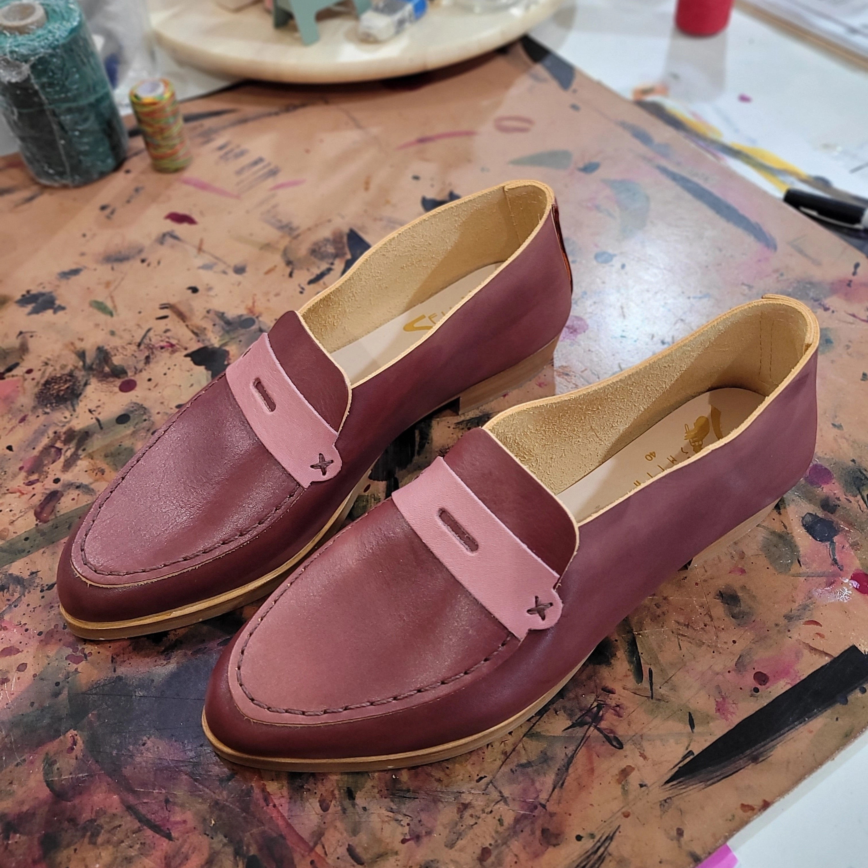 THE PENNY. BB CLARET W CIPRIA MASK AND BROWN THREAD. 2CM Loafers Too Small