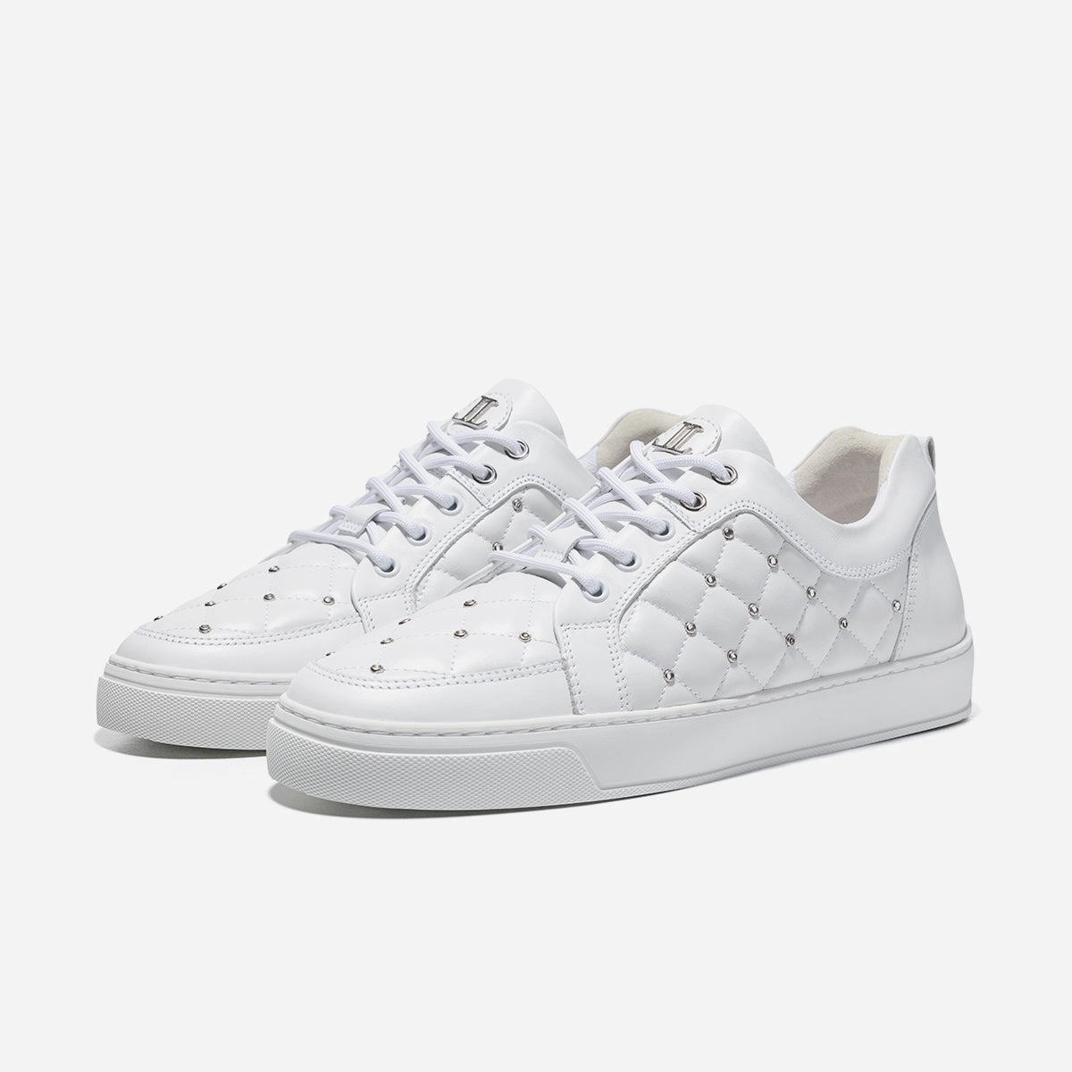 Sneaker Leather Low Top - Ezio - White Diamond Rivets