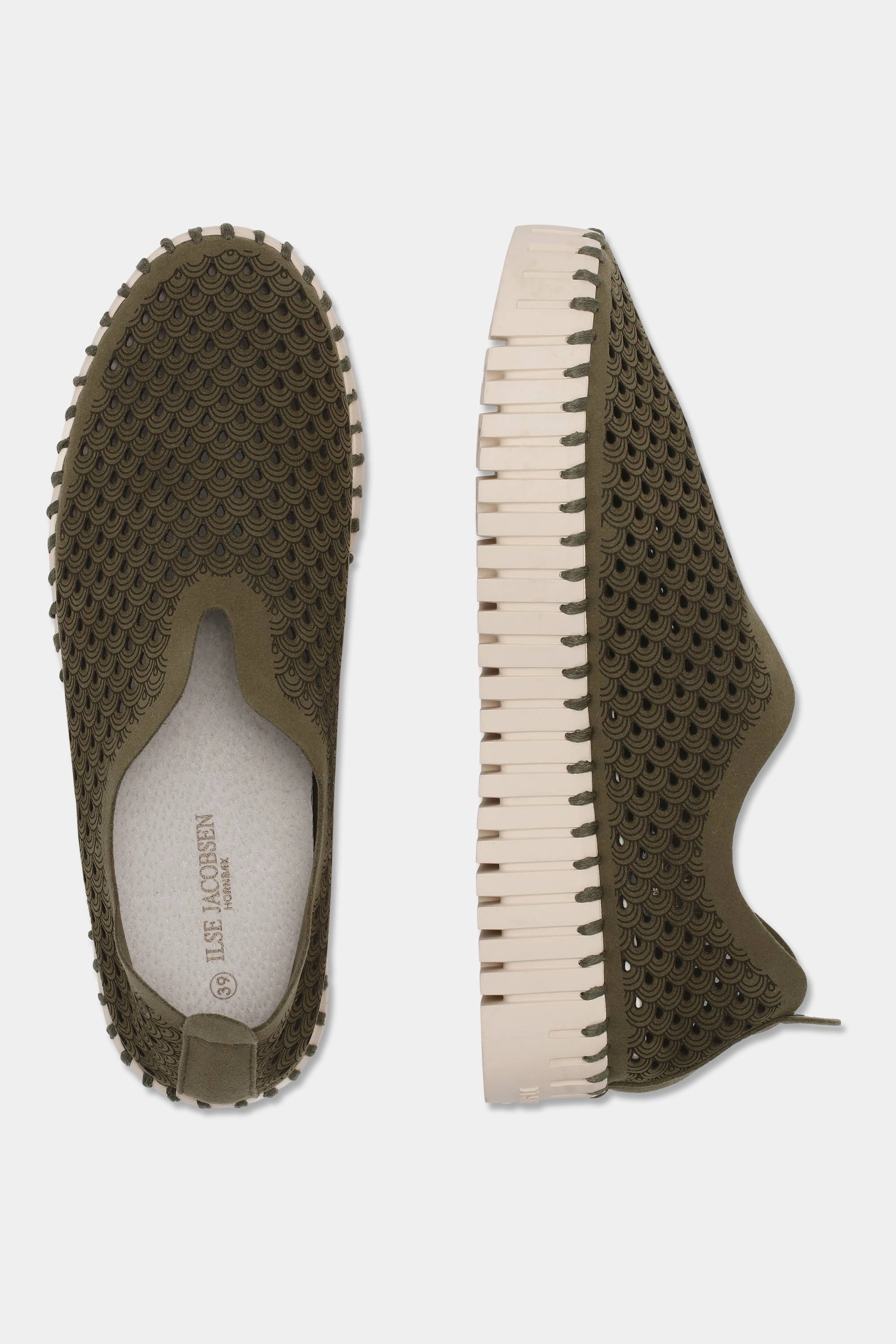 Platform Tulip Slipper - Deep Olive Gefilzte Hausschuhe Pantoffeln