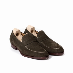 Loafers Expensive Loafer "Classic" aus dunkelgrnem Rauhleder - reine Handarbeit