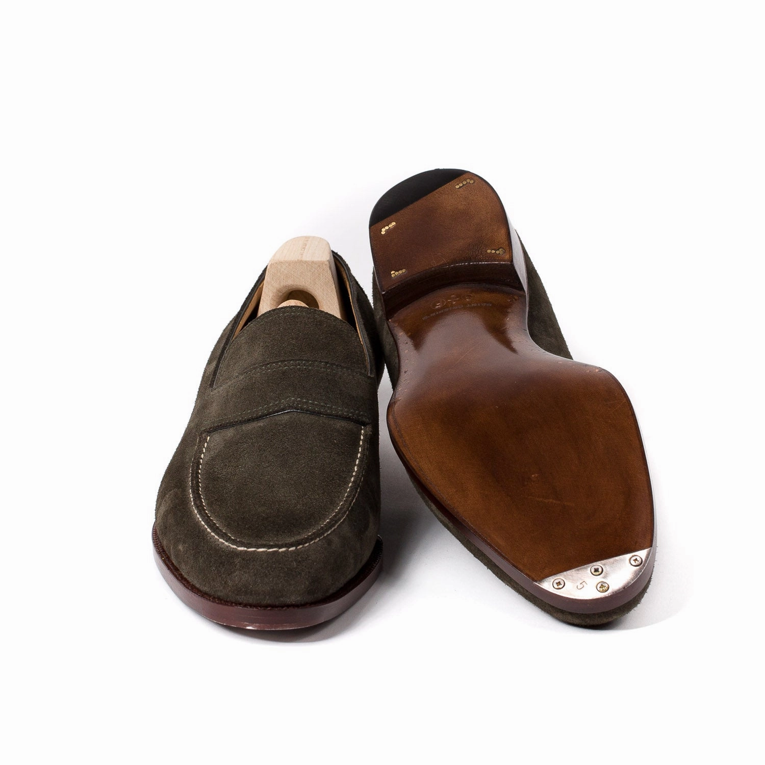 Loafer "Classic" aus dunkelgrnem Rauhleder - reine Handarbeit Croc Loafers