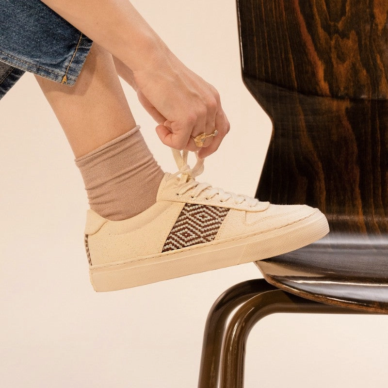 Slip On Sneaker Mai Chau Canvas Beige und Macchiato Braun