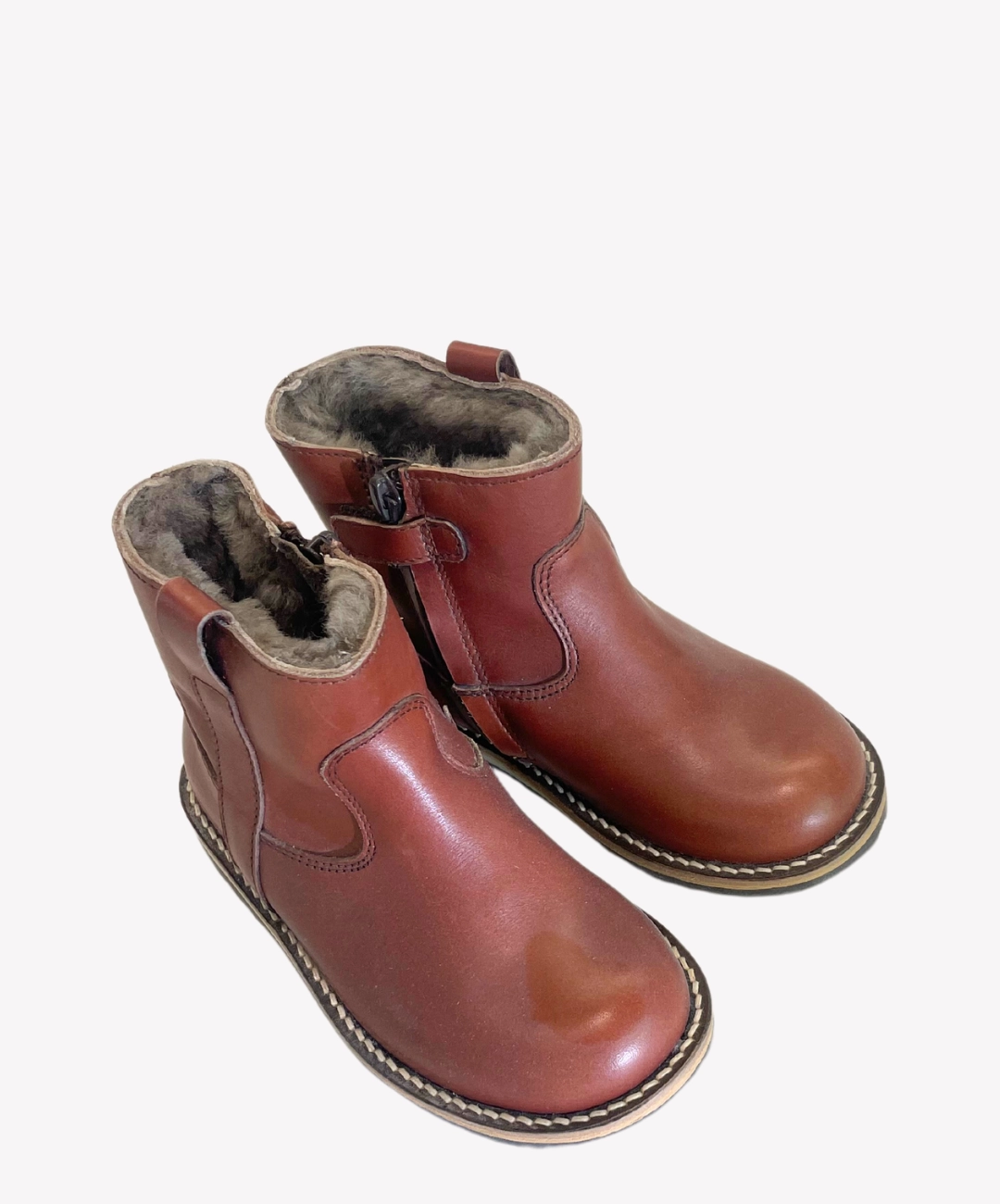 Stiefel Beschreibung Marie Morenz 1045 geftterter Halbstiefel Cognac Lammfell