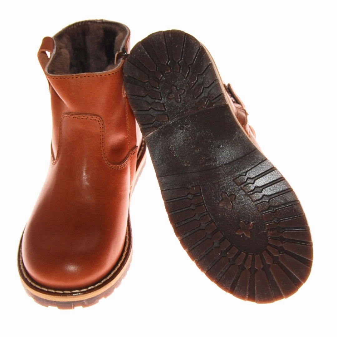 Crosslander Stiefel Marie Morenz 1045 geftterter Halbstiefel Cognac Lammfell
