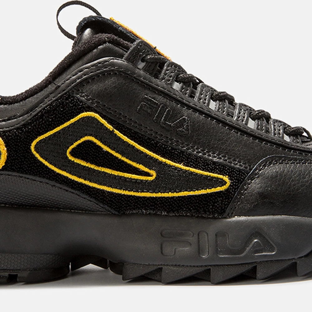 Flache Sneaker Damen FILA Disruptor Sneaker Patches II Damen Schuh Low Schwarz