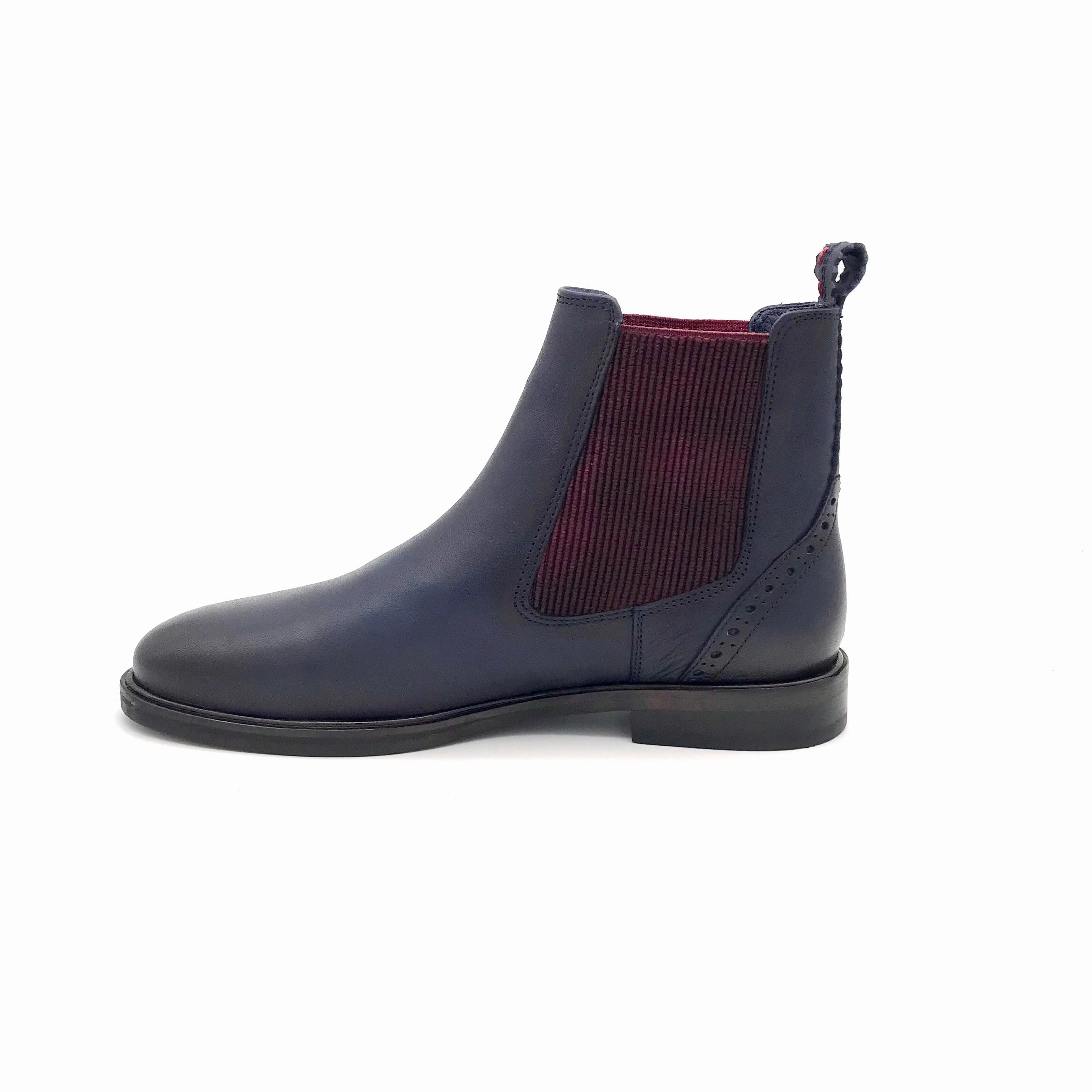 The Schuh Effekt Boots Stiefeletten Chealsea Dunkelblau Chelsea Boots Herren Gefüttert