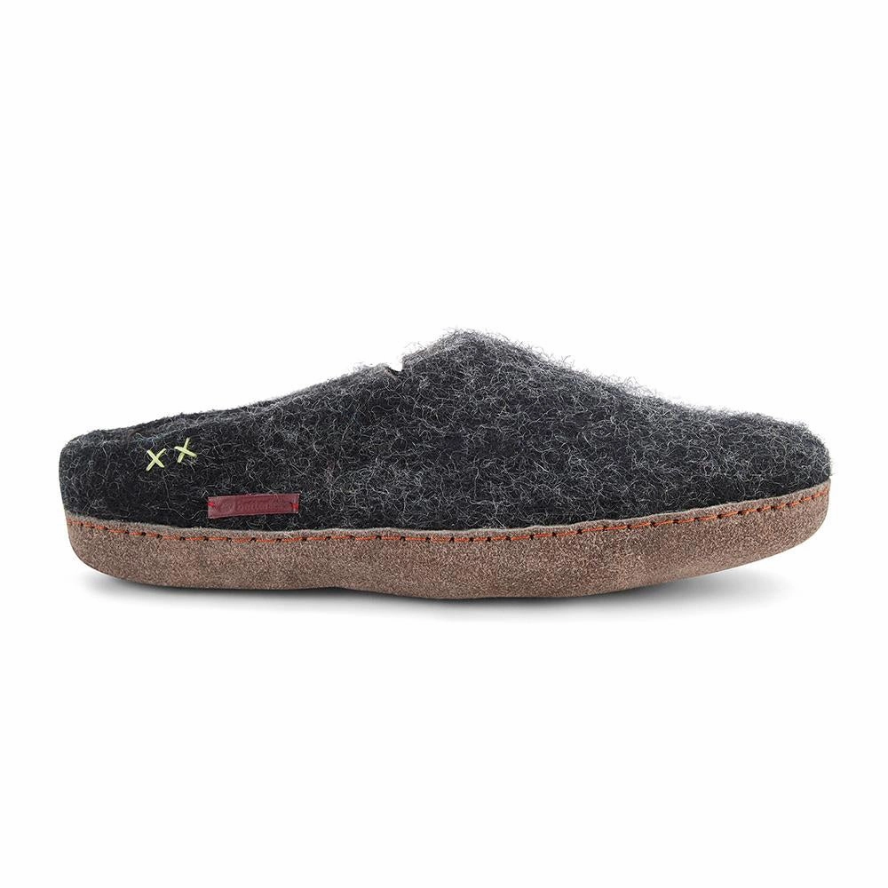 Pantoffeln Mit Heizung Classic Slipper - Filzpantoffel mit Ledersohle, schwarz