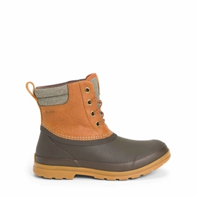 Damen Muck Originals Duck Leder-Kurzstiefel mit Schnrung | Tan/Dk Brown Beatles Stiefel