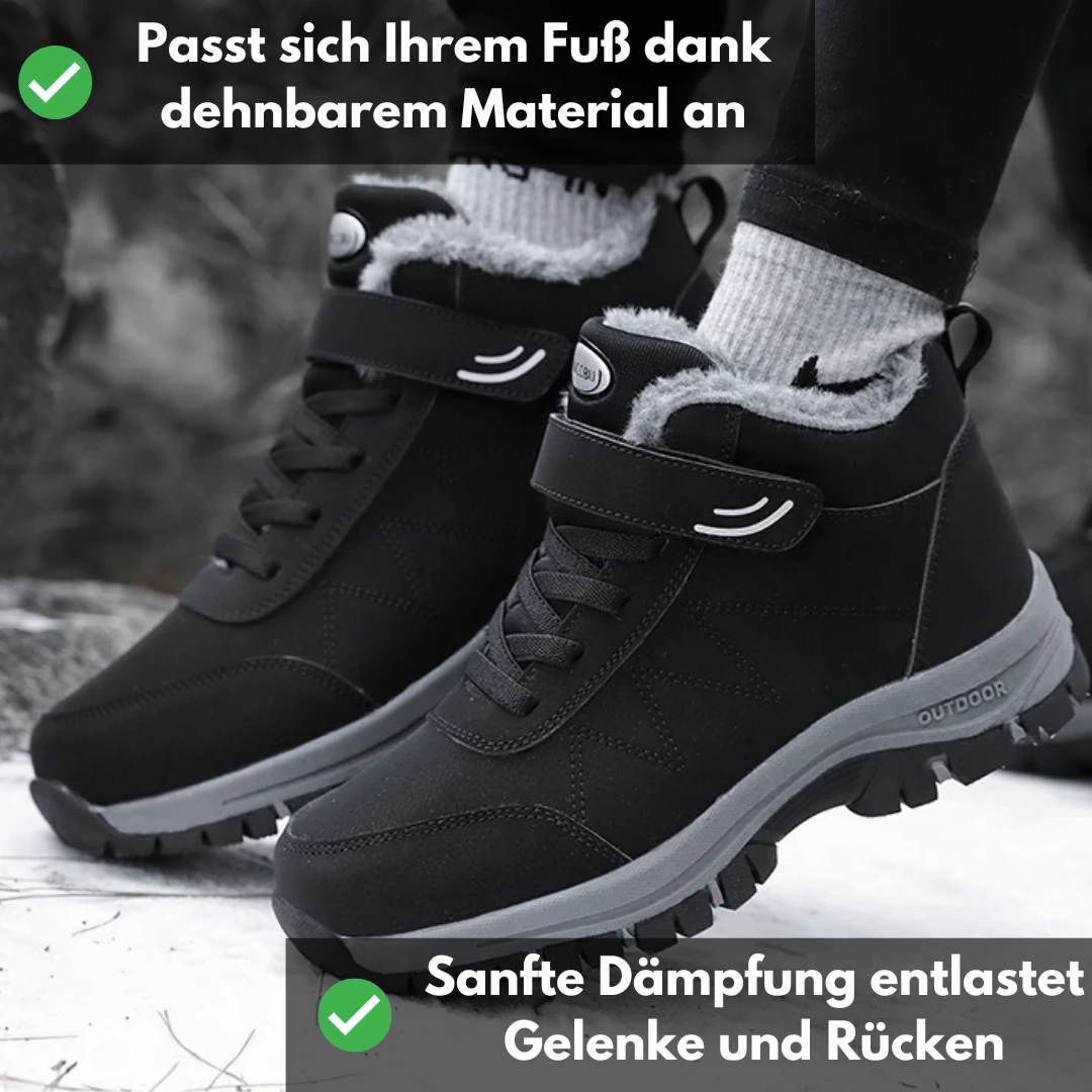 Ergonomischer Klettverschluss Stiefel  OrthoRelief fr breite & schmale Fe, Schmerzlinderung, Schwarz, Rot & Grau Pfennigabsatz Stiefel