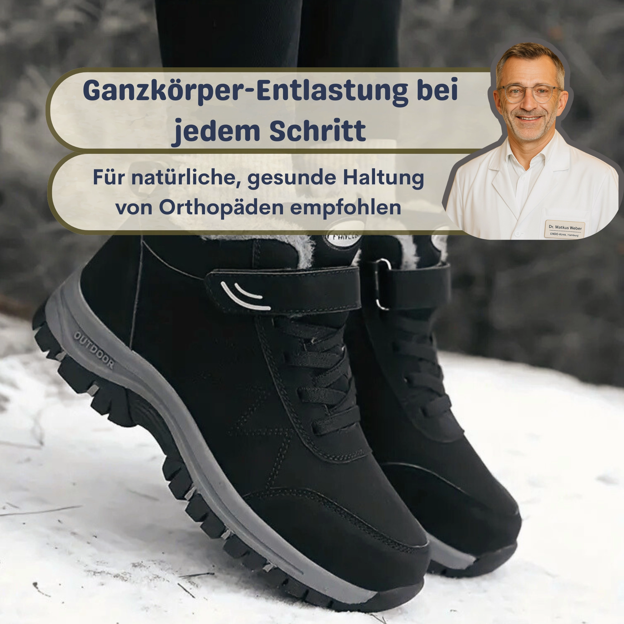 Stiefel Overknee Leder Ergonomischer Klettverschluss Stiefel  OrthoRelief fr breite & schmale Fe, Schmerzlinderung, Schwarz, Rot & Grau