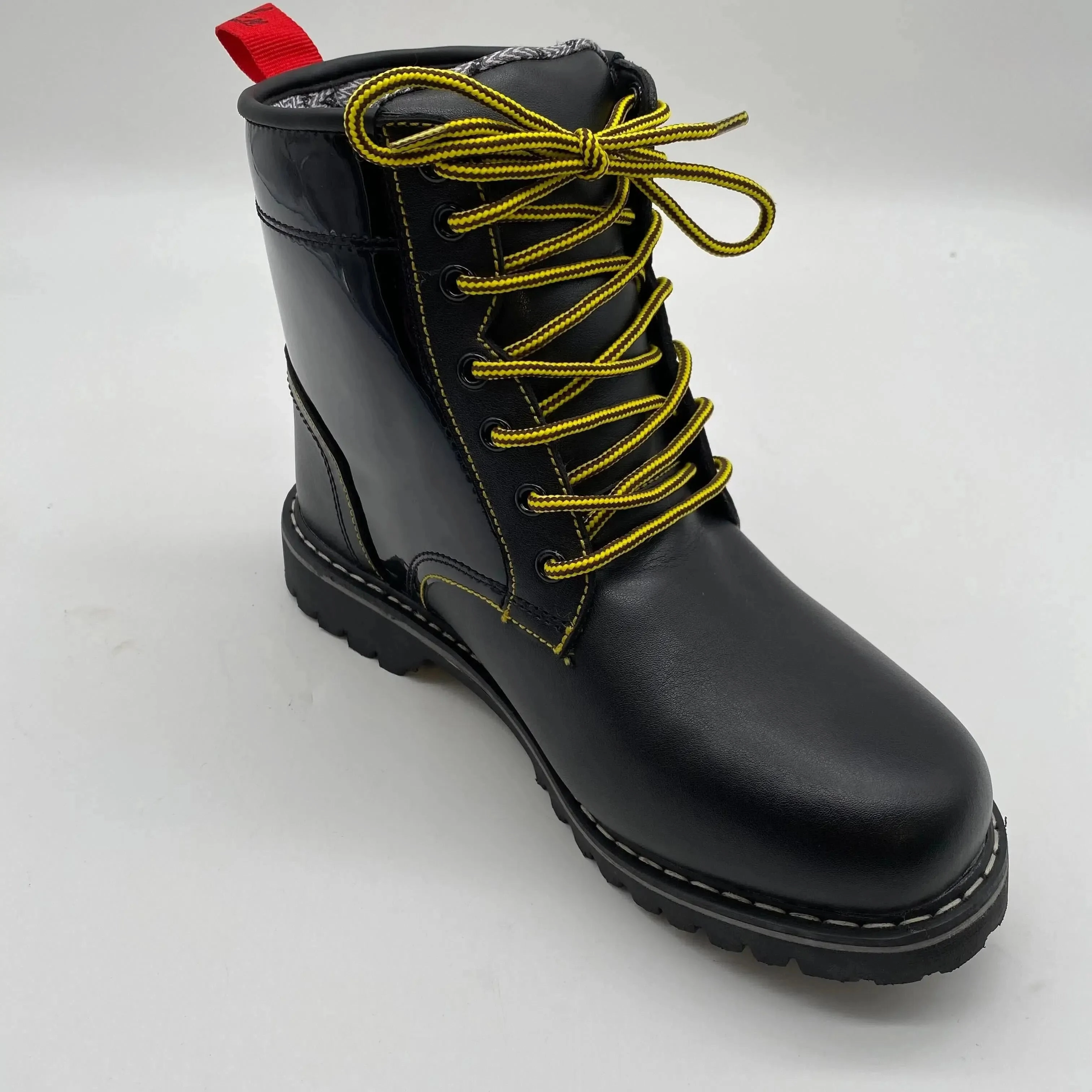 Slip On Stiefel Motorradstiefel LackundLeder Damen Boots