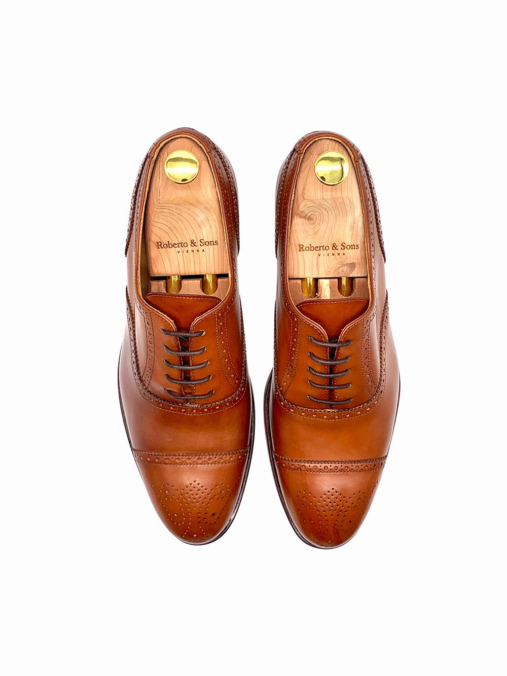 Herrenschuh Wien Goodyear Welted - Kalbsleder Cognac ( Limited Edition ) Lederschuhe Herren Ohne Schnürsenkel