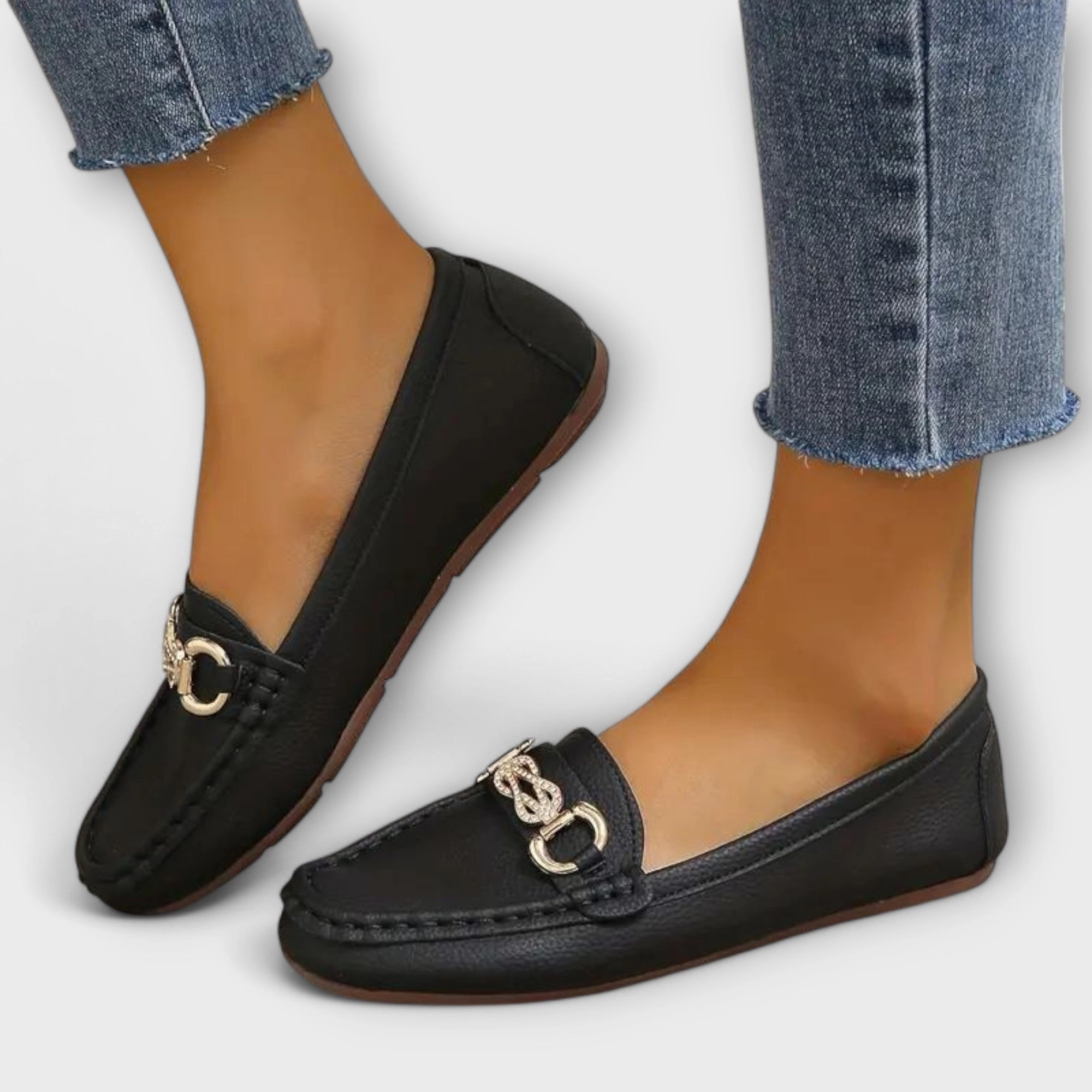 Nevena  Elegante Slip-On Mokassins mit Goldakzent Lederschuhe Mädchen