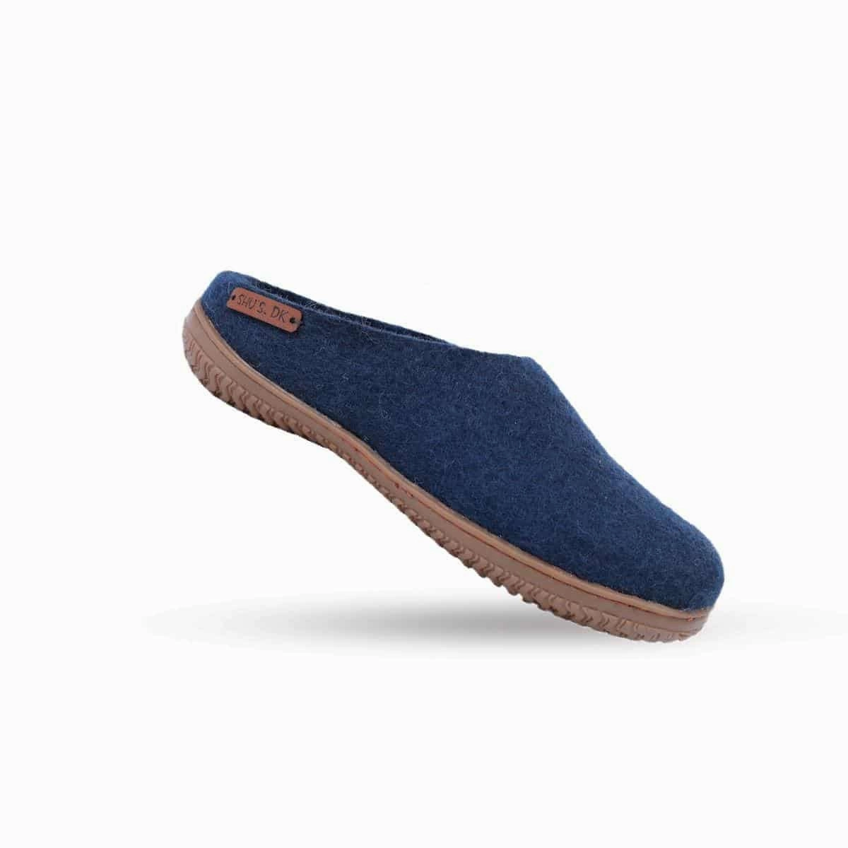 Wollpantoffel (100% reine Wolle) - Model Blau mit Gummisohle Körner Pantoffeln