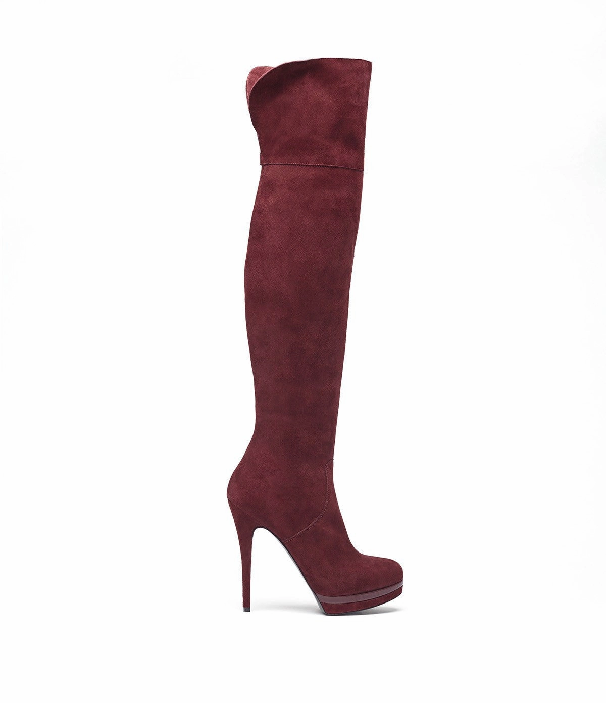 Overknee Stiefel 43 Overkneestiefel Velours Delilah bordeaux