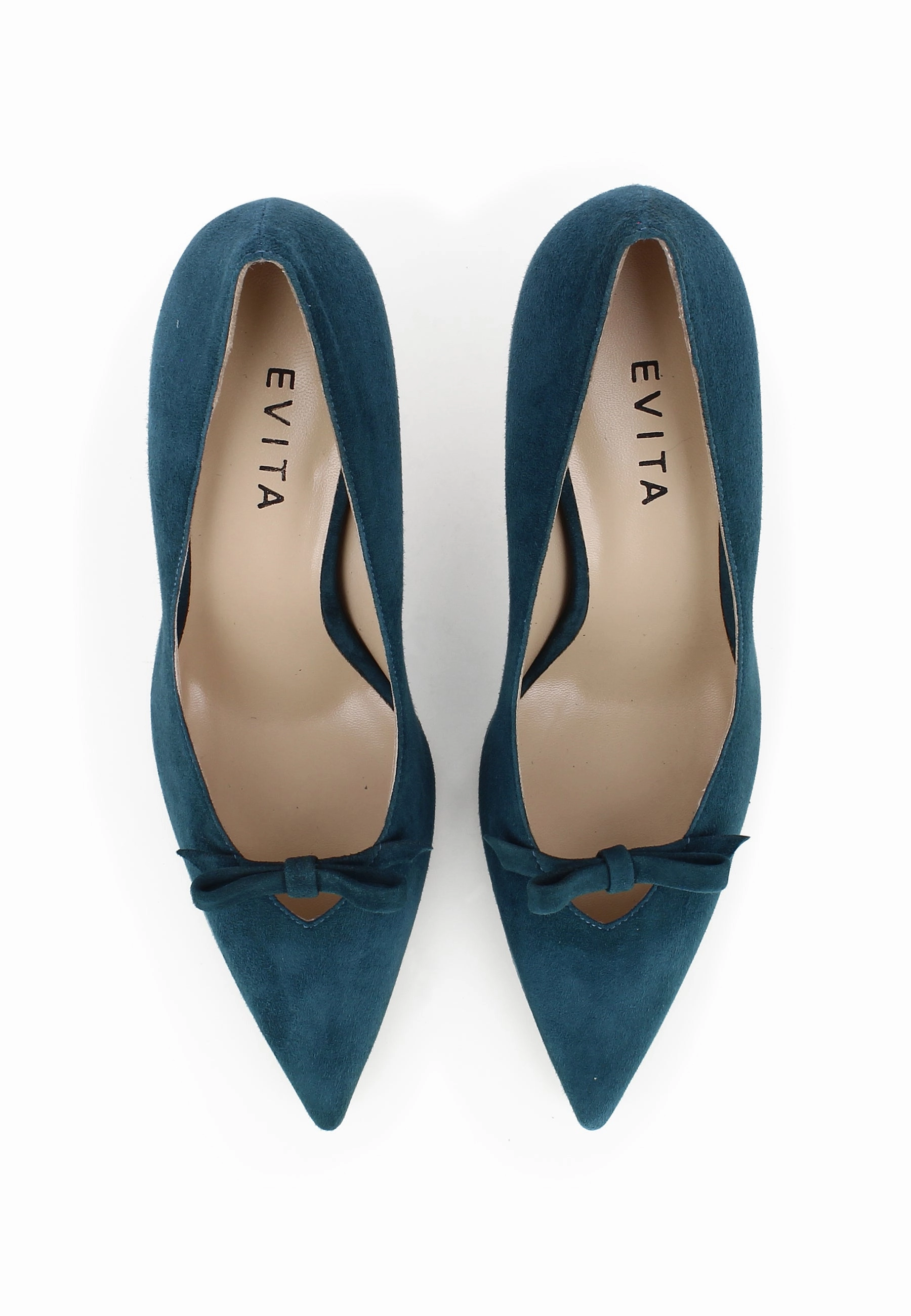 PENELOPE Damen Pumps  -  Rauleder Petrol High Heels Zum Binden