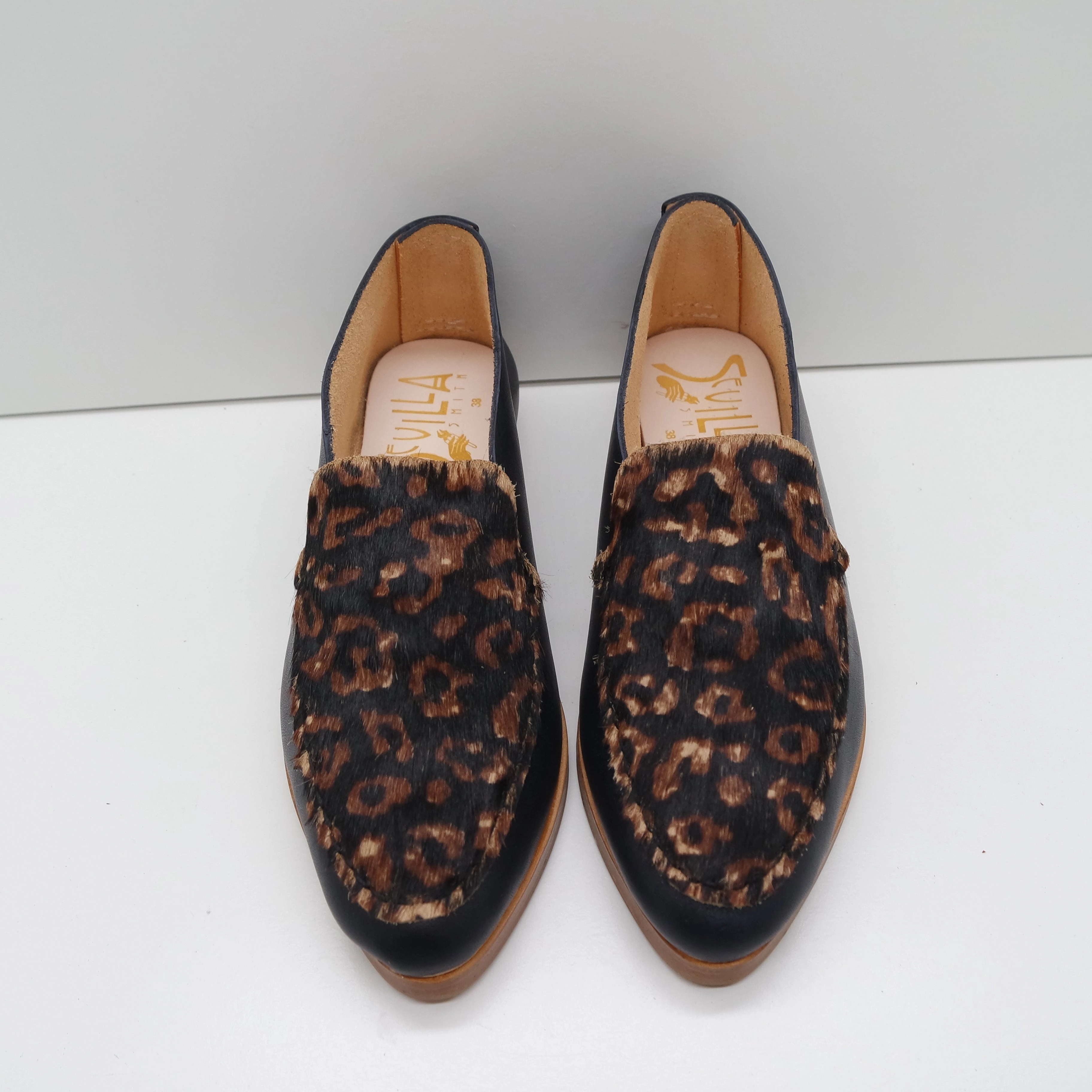 THE PENNY. BB NORI. BLACK LEOPARD HAIR ON LAKE. NO MASK. BLACK THREAD. EDGE DYED. 2CM Francesco Bellani Loafers
