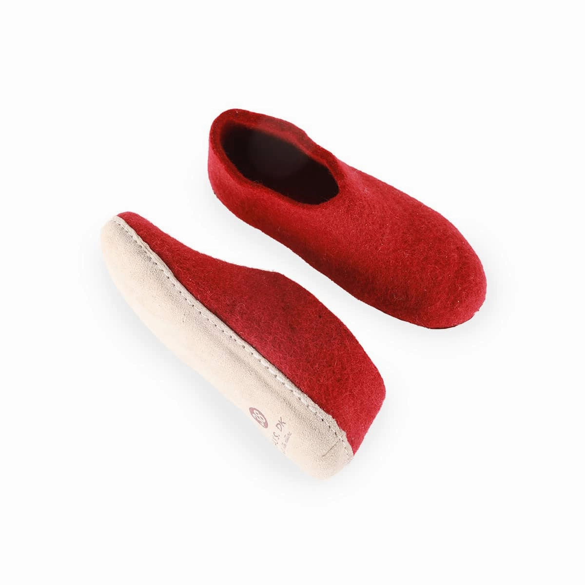 Wollpantoffeln (100% reine Wolle) - Modell Rot mit Ledersohle Pantoffeln Mit Namen Bestickt Aus österreich