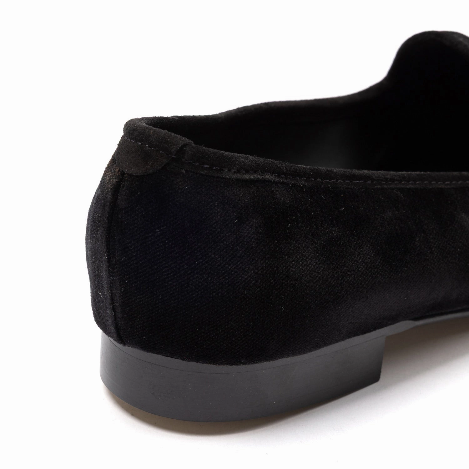 Rutschfeste Sommer Pantoffeln Schwarzer Venetian-Samtslipper "Martini Cocktail" mit Ledersohle